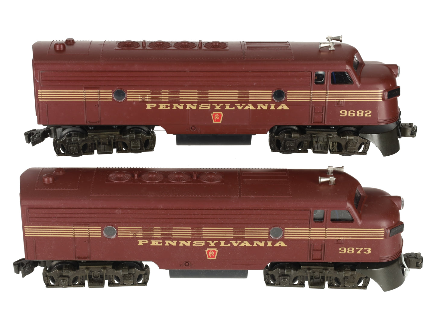 Williams 4305 O Pennsylvania F7 AA Tuscan Red Diesel Locomotives #9682/9873 VG