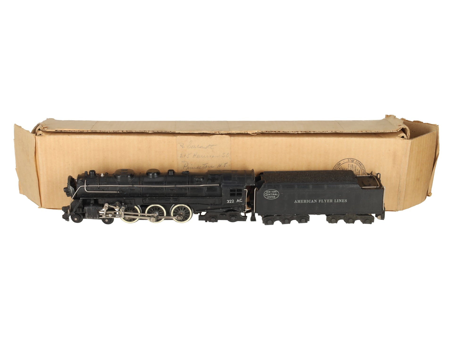 American Flyer 322AC Vintage S NYC Hudson 4-6-4 Steam Locomotive & Tender VG/Box
