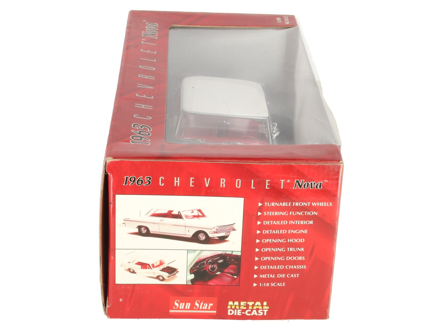 Sun Star 3964 1:18 1963 Black Chevrolet Nova w/ White Top LN/Box