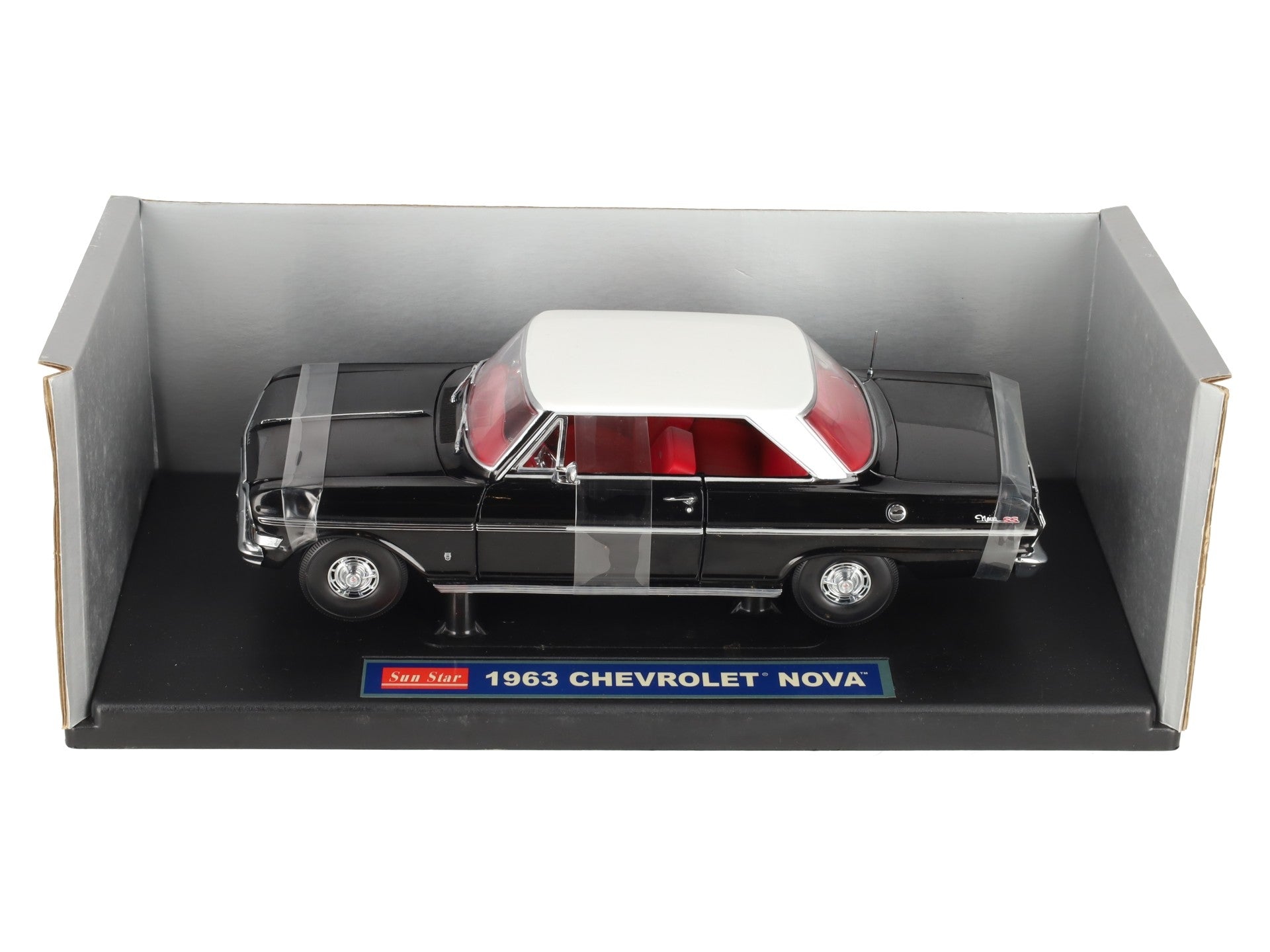 Sun Star 3964 1:18 1963 Black Chevrolet Nova w/ White Top LN/Box