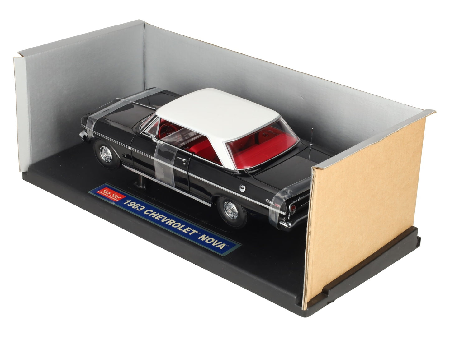 Sun Star 3964 1:18 1963 Black Chevrolet Nova w/ White Top LN/Box