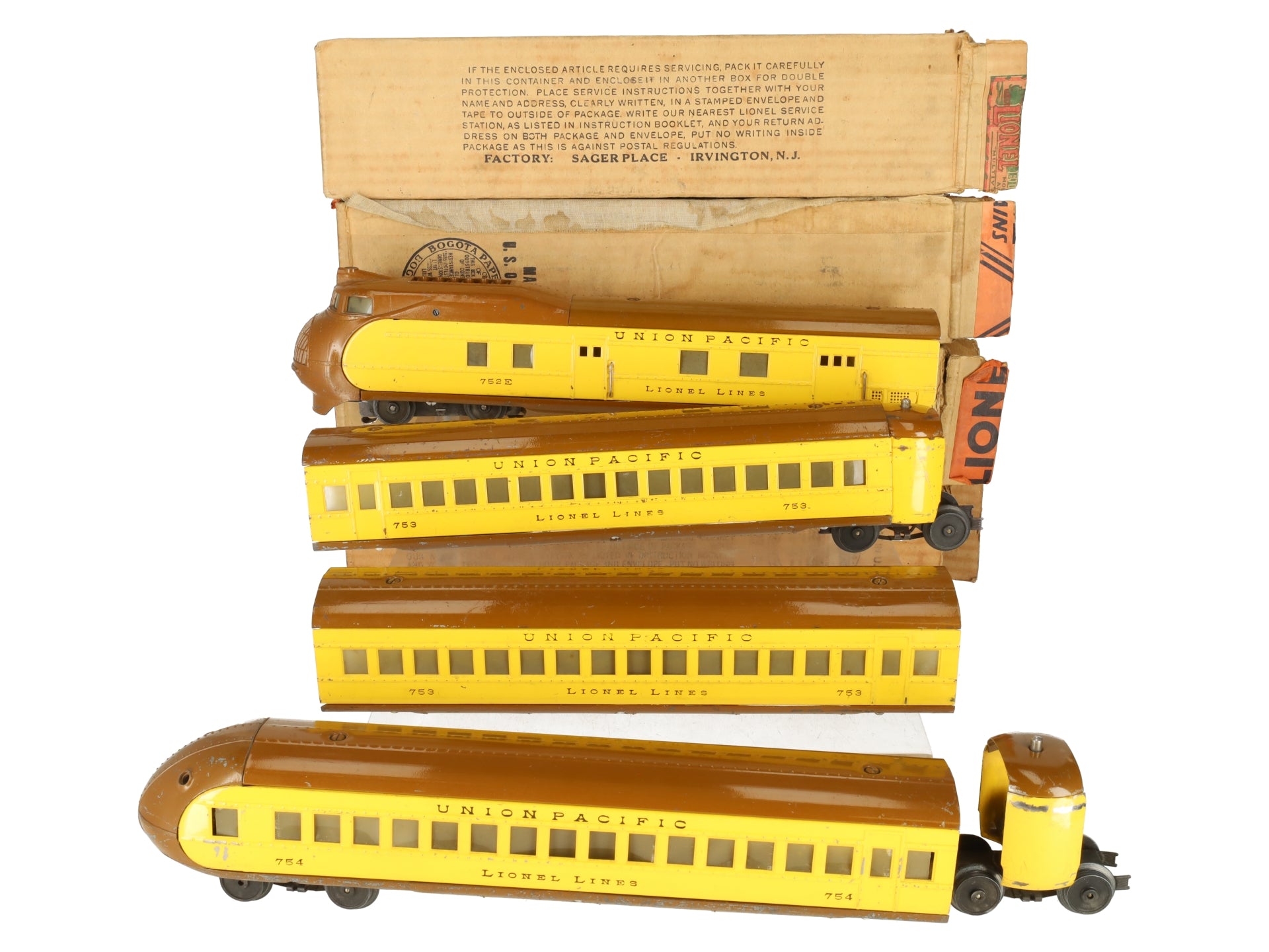 Lionel 752E Vintage O Prewar Union Pacific M10000 Streamliner Set VG/Box