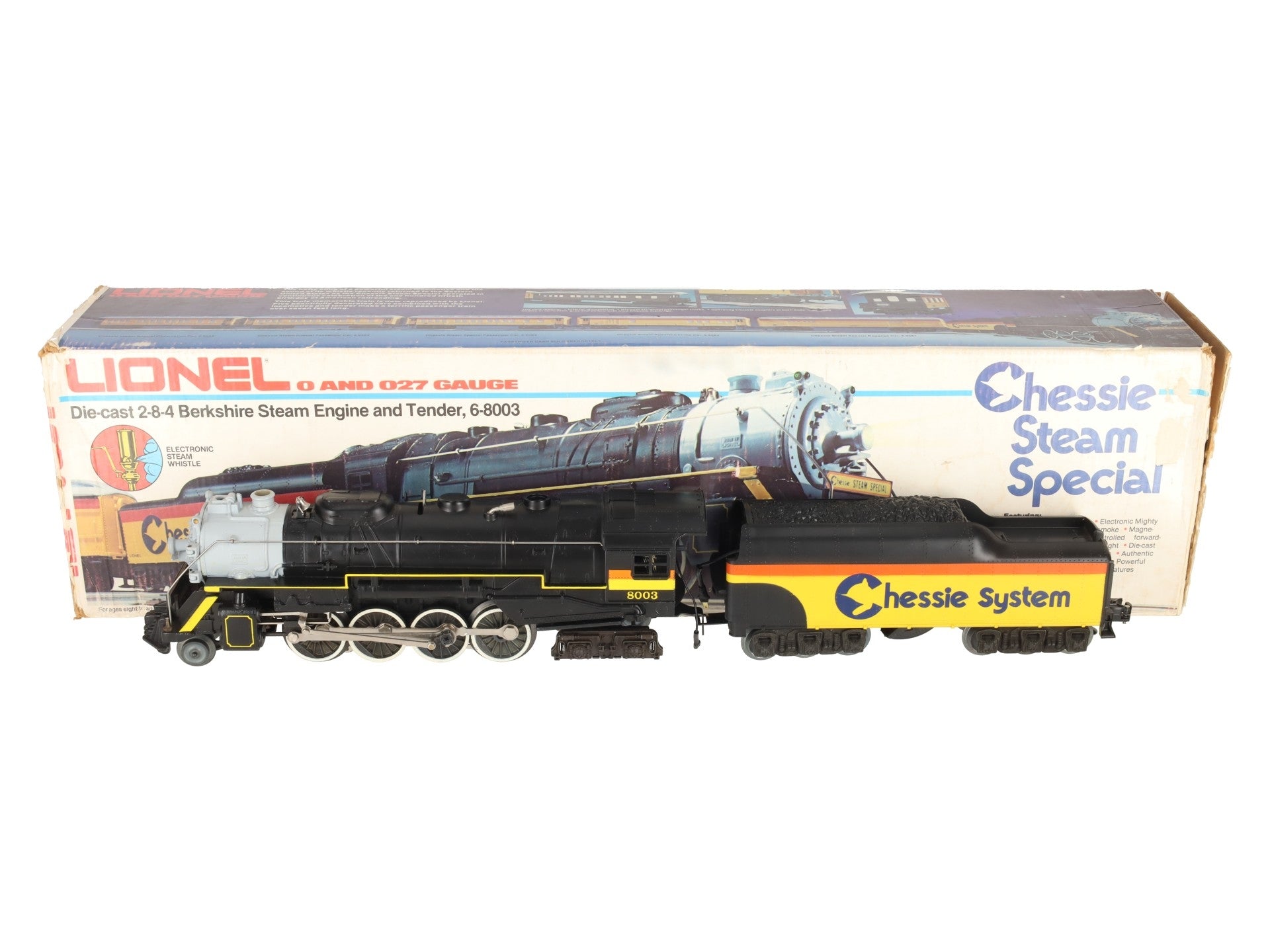 Lionel 6-8003 O Gauge Chessie 2-8-4 Berkshire Steam Locomotive & Tender #8003 EX/Box