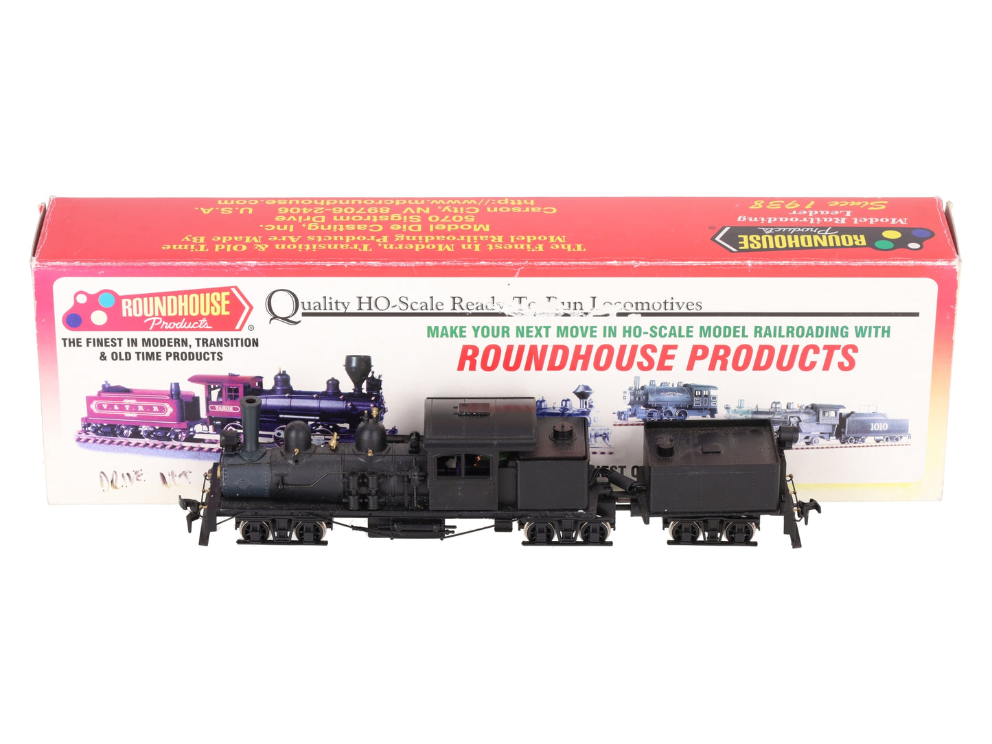 Roundhouse HO Scale Unlettered 3-Truck Shay Steam Locomotive VG/Box