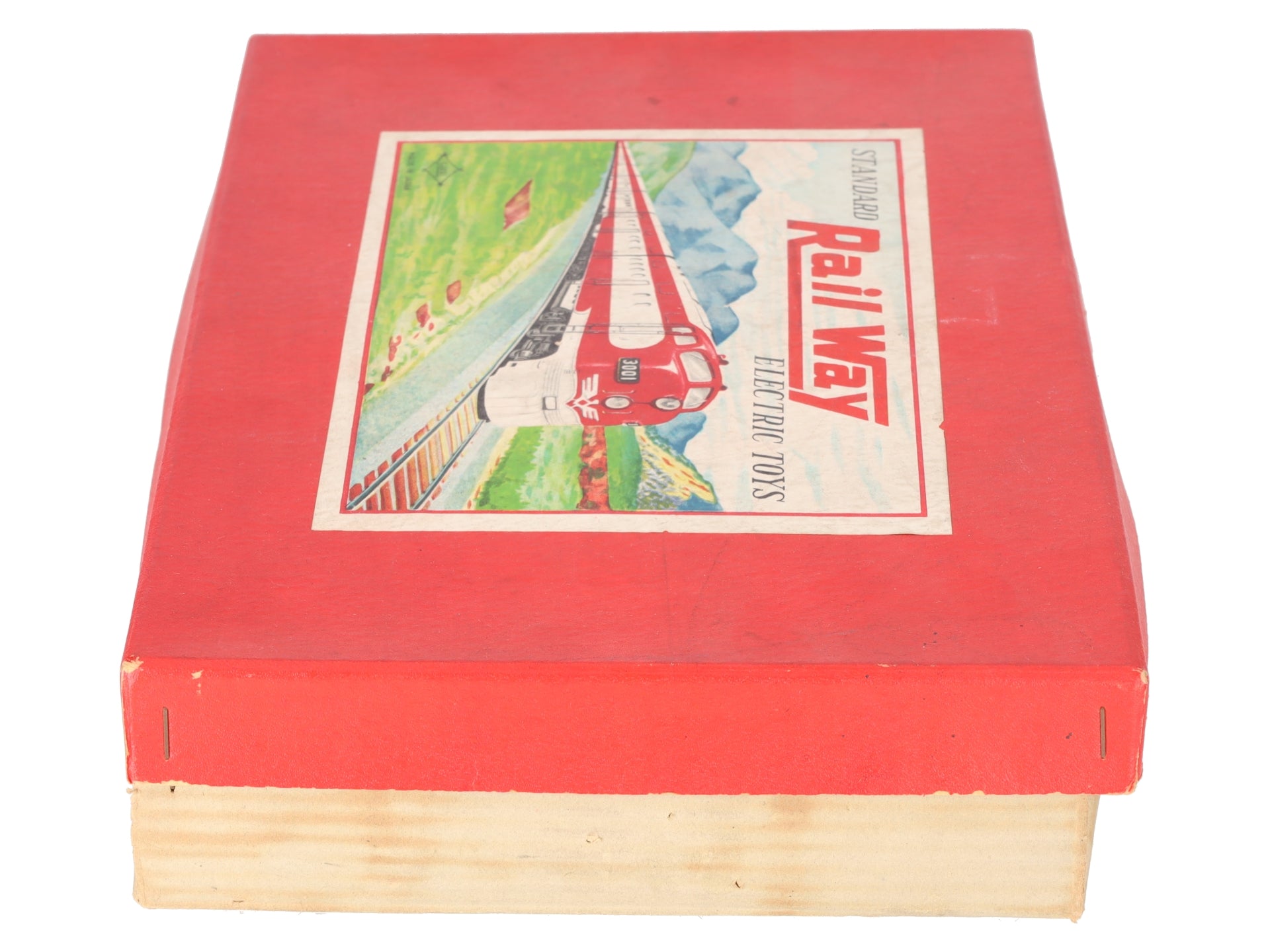 Sakai HO Vintage Lithographed Tinplate ATSF Diesel Locomotive Freight Set VG/Box