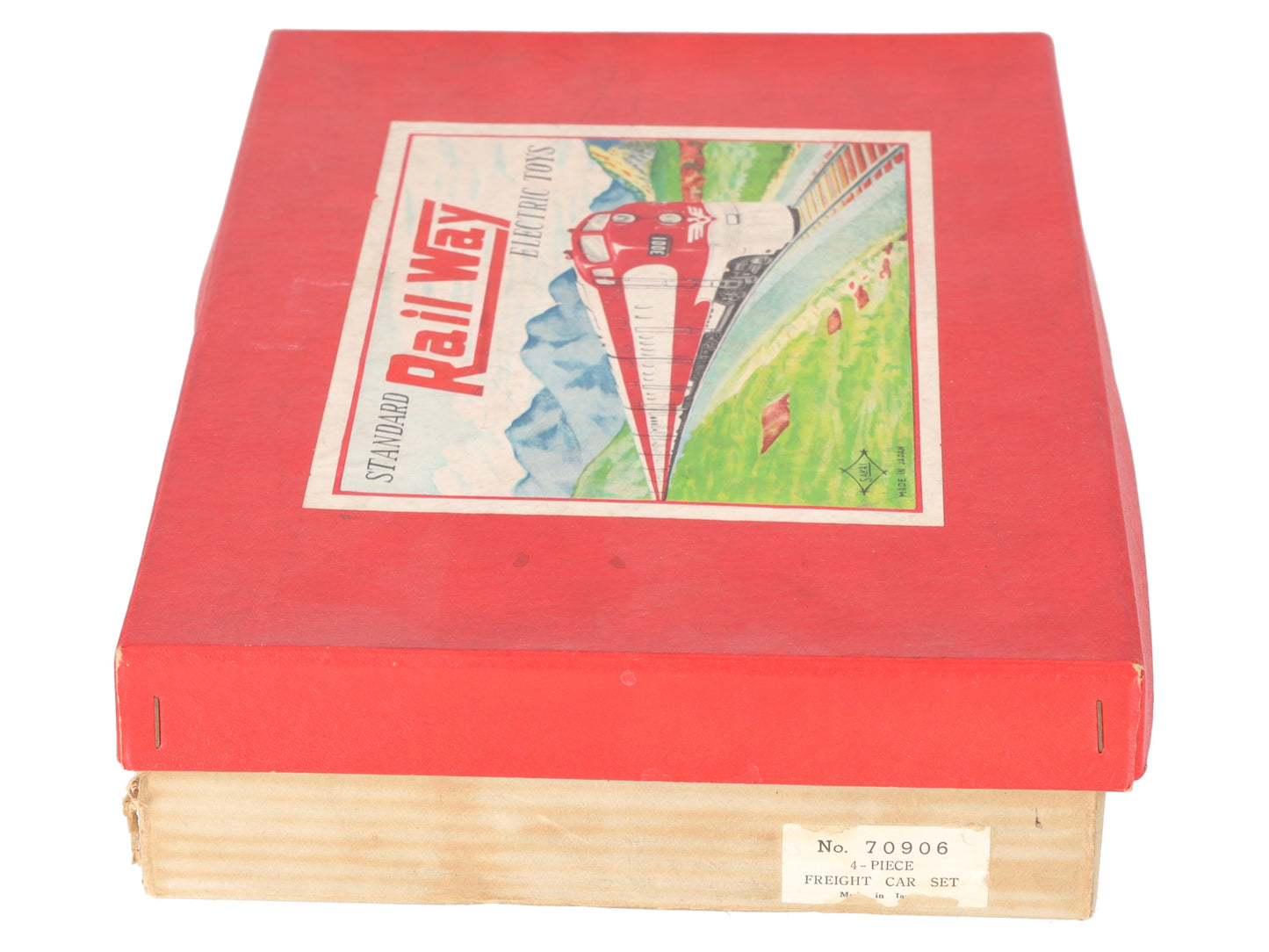 Sakai HO Vintage Lithographed Tinplate ATSF Diesel Locomotive Freight Set VG/Box