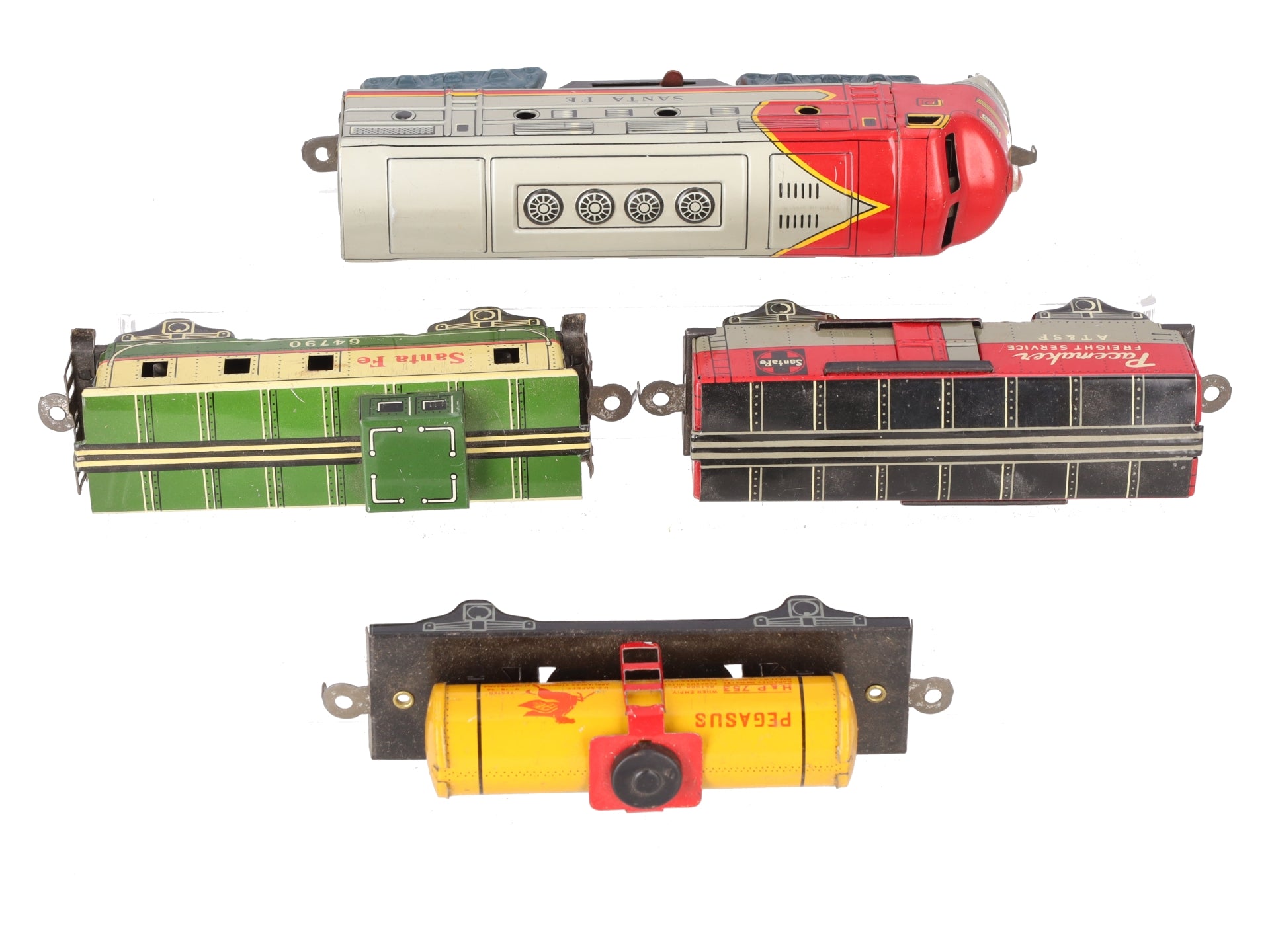 Sakai HO Vintage Lithographed Tinplate ATSF Diesel Locomotive Freight Set VG/Box