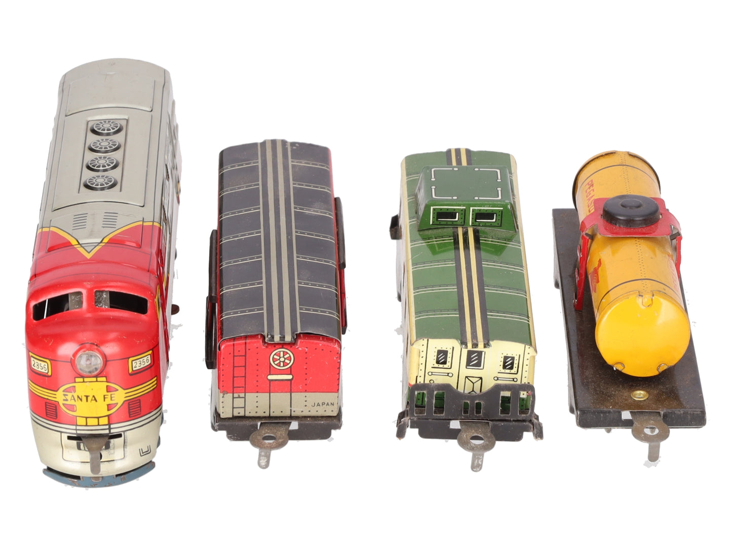 Sakai HO Vintage Lithographed Tinplate ATSF Diesel Locomotive Freight Set VG/Box