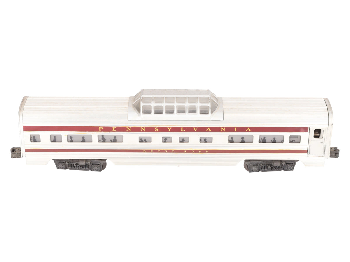 Lionel 2542 Vintage O Pennsylvania Betsy Ross Aluminum Vista Dome Car