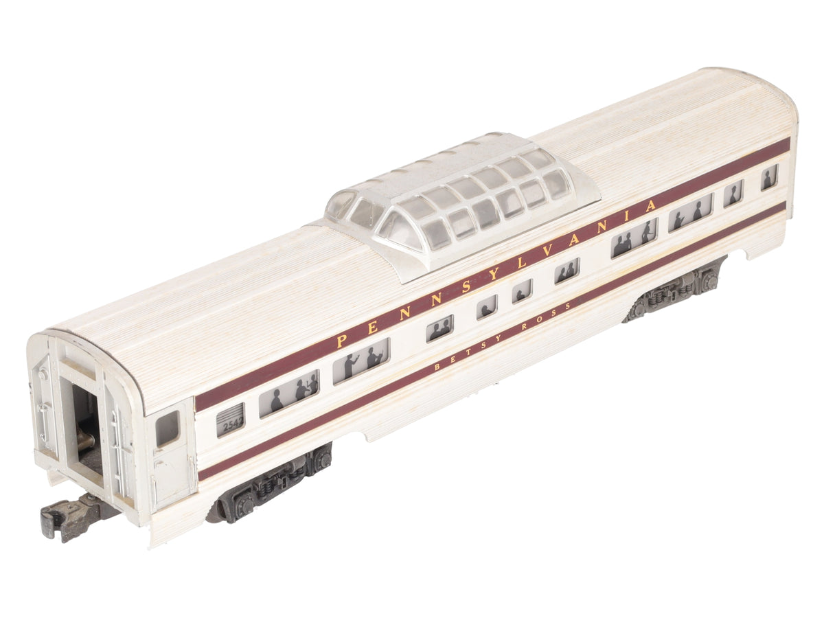 Lionel 2542 Vintage O Pennsylvania Betsy Ross Aluminum Vista Dome Car