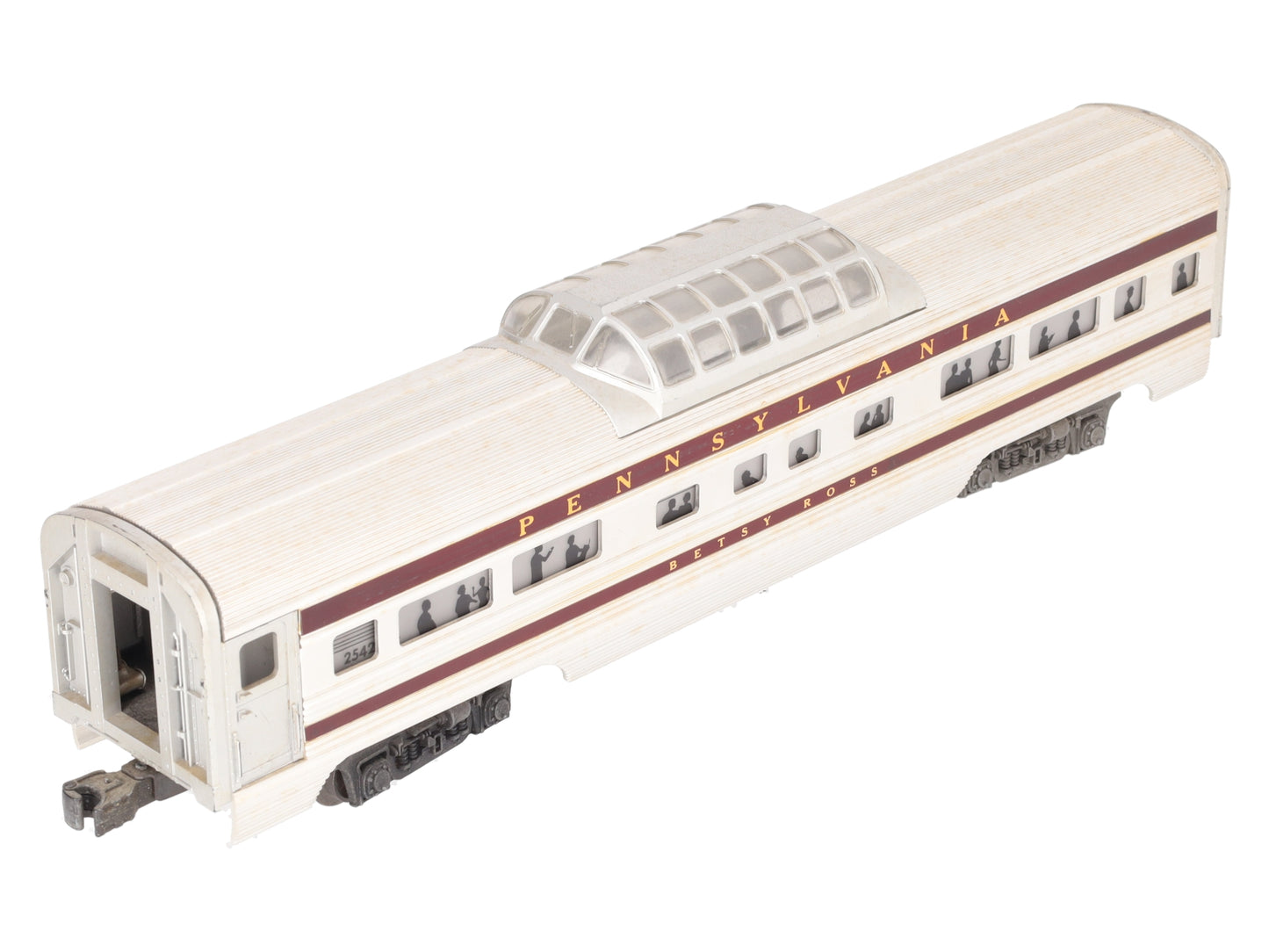 Lionel 2542 Vintage O Pennsylvania Betsy Ross Aluminum Vista Dome Car VG