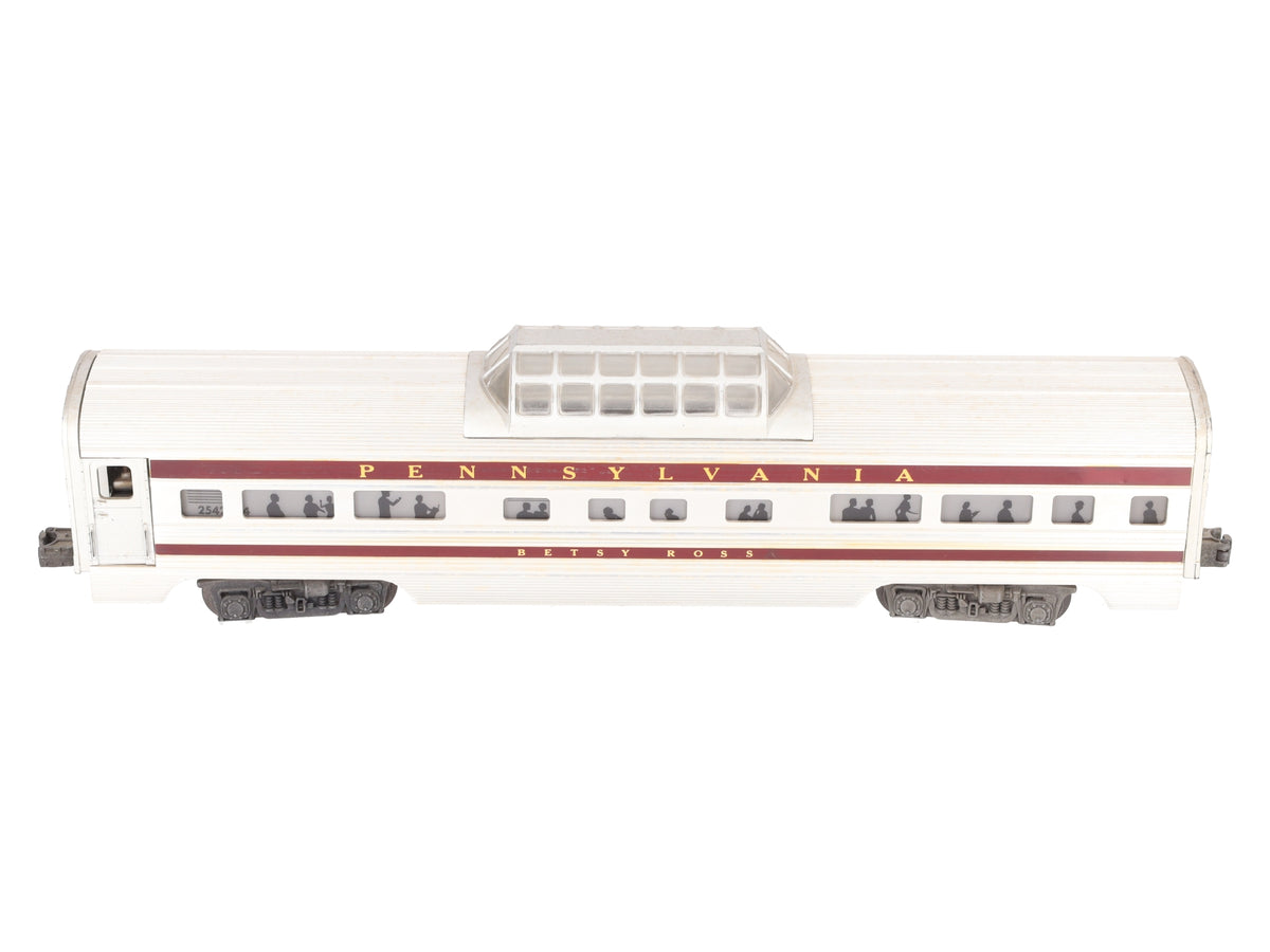 Lionel 2542 Vintage O Pennsylvania Betsy Ross Aluminum Vista Dome Car