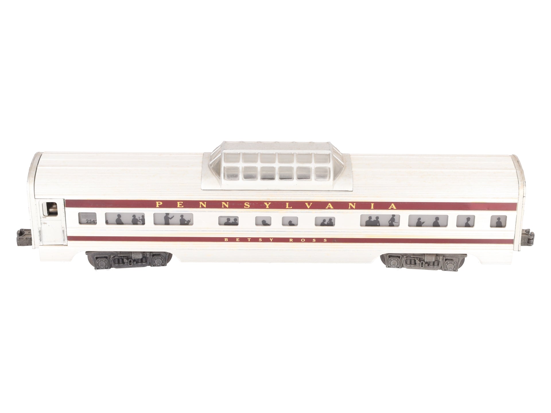 Lionel 2542 Vintage O Pennsylvania Betsy Ross Aluminum Vista Dome Car VG