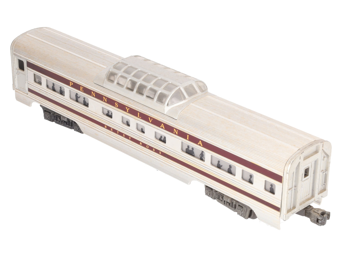 Lionel 2542 Vintage O Pennsylvania Betsy Ross Aluminum Vista Dome Car