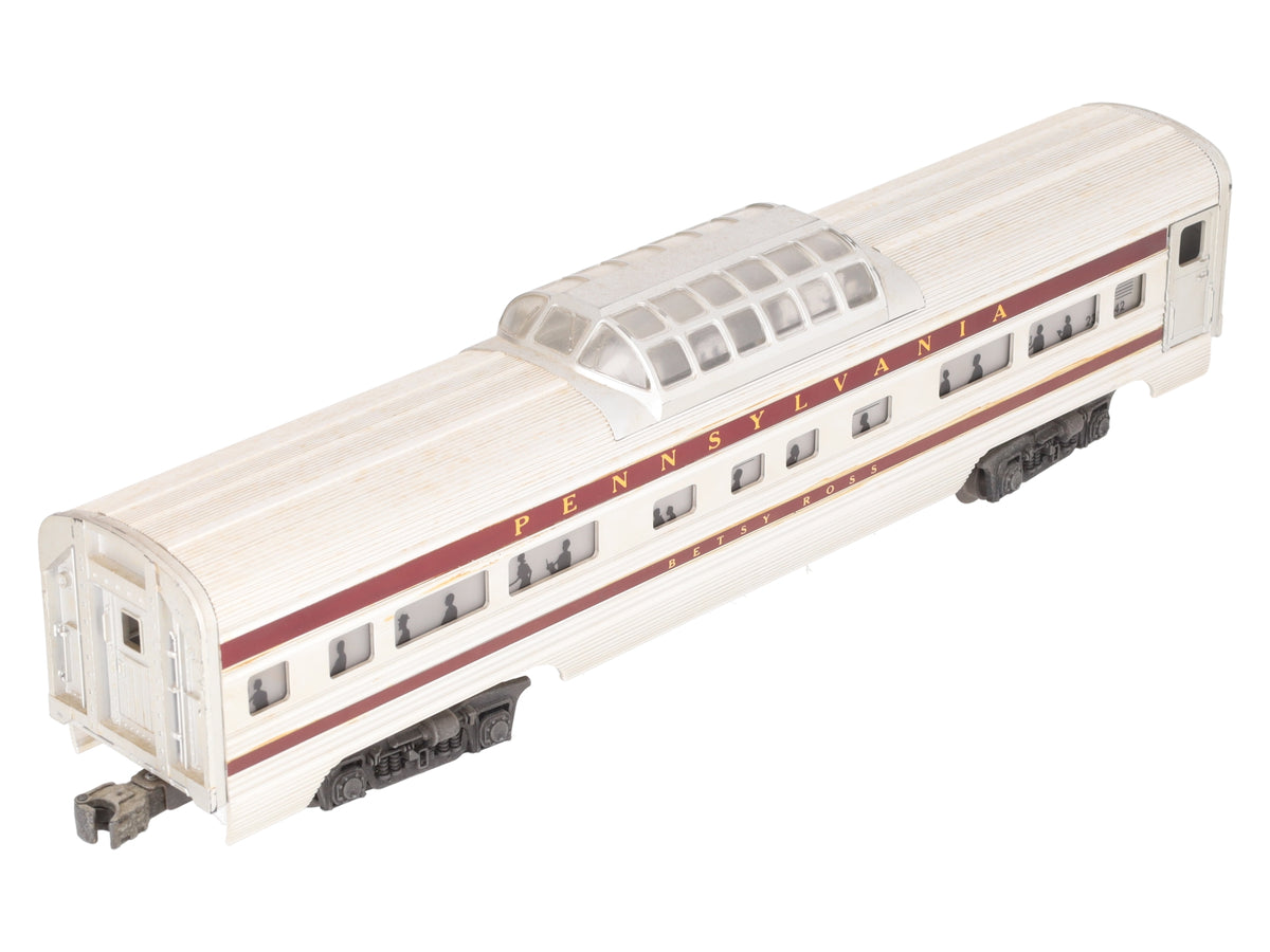Lionel 2542 Vintage O Pennsylvania Betsy Ross Aluminum Vista Dome Car