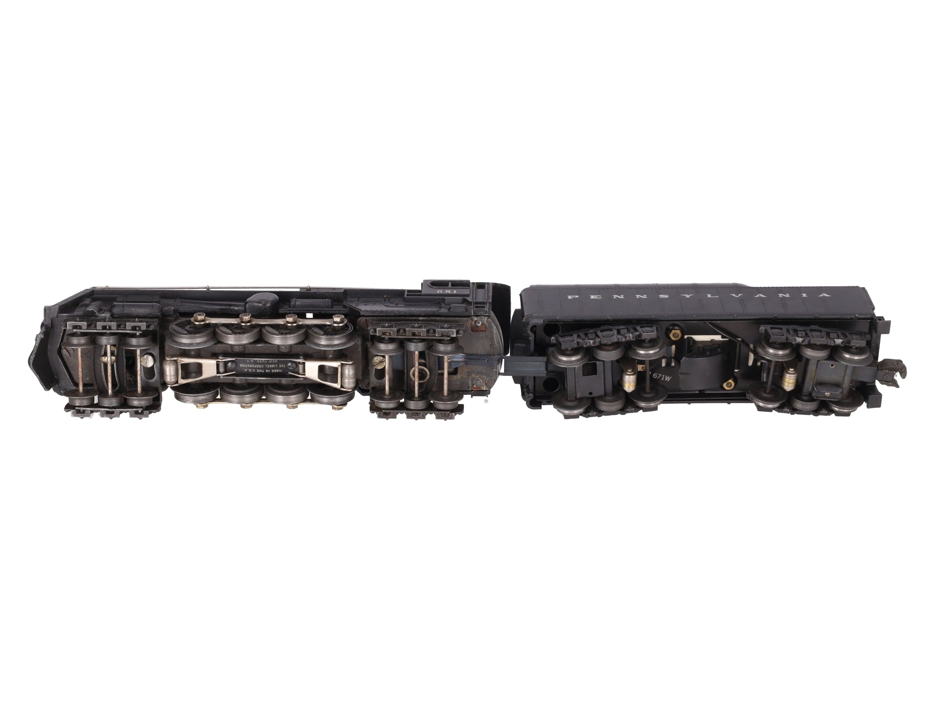 Lionel 681 Vintage O 6-8-6 Die-Cast S2 Steam Turbine Loco w/2671W Tender VG