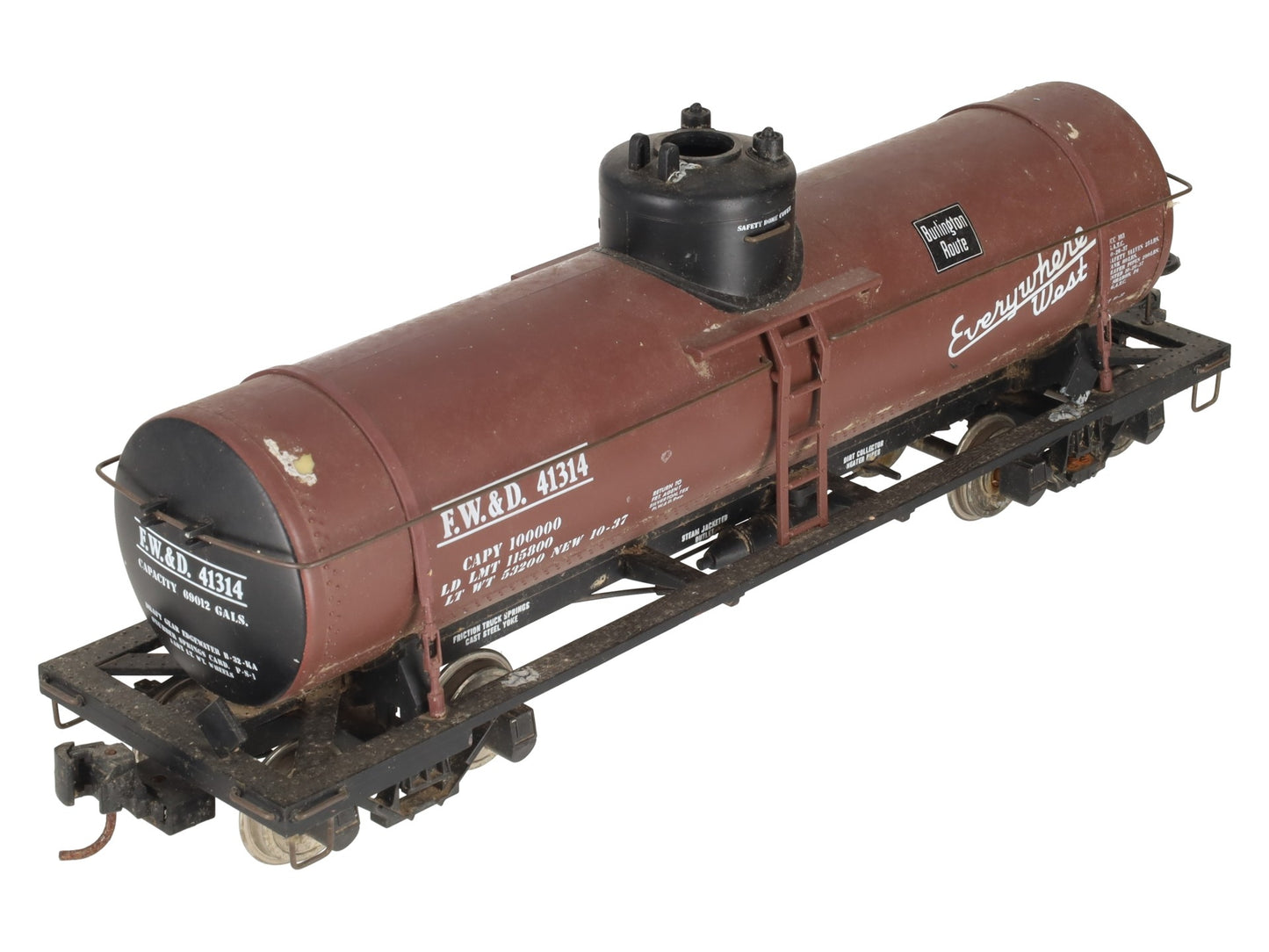 Aristo-Craft 41314 G Scale CBQ Single Dome Tank Car/Box