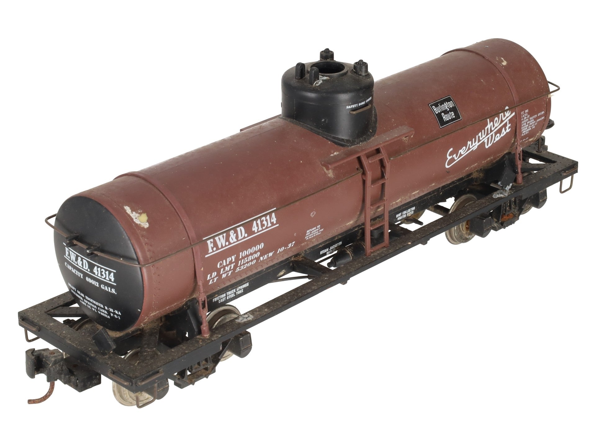 Aristo-Craft 41314 G Scale CBQ Single Dome Tank Car/Box