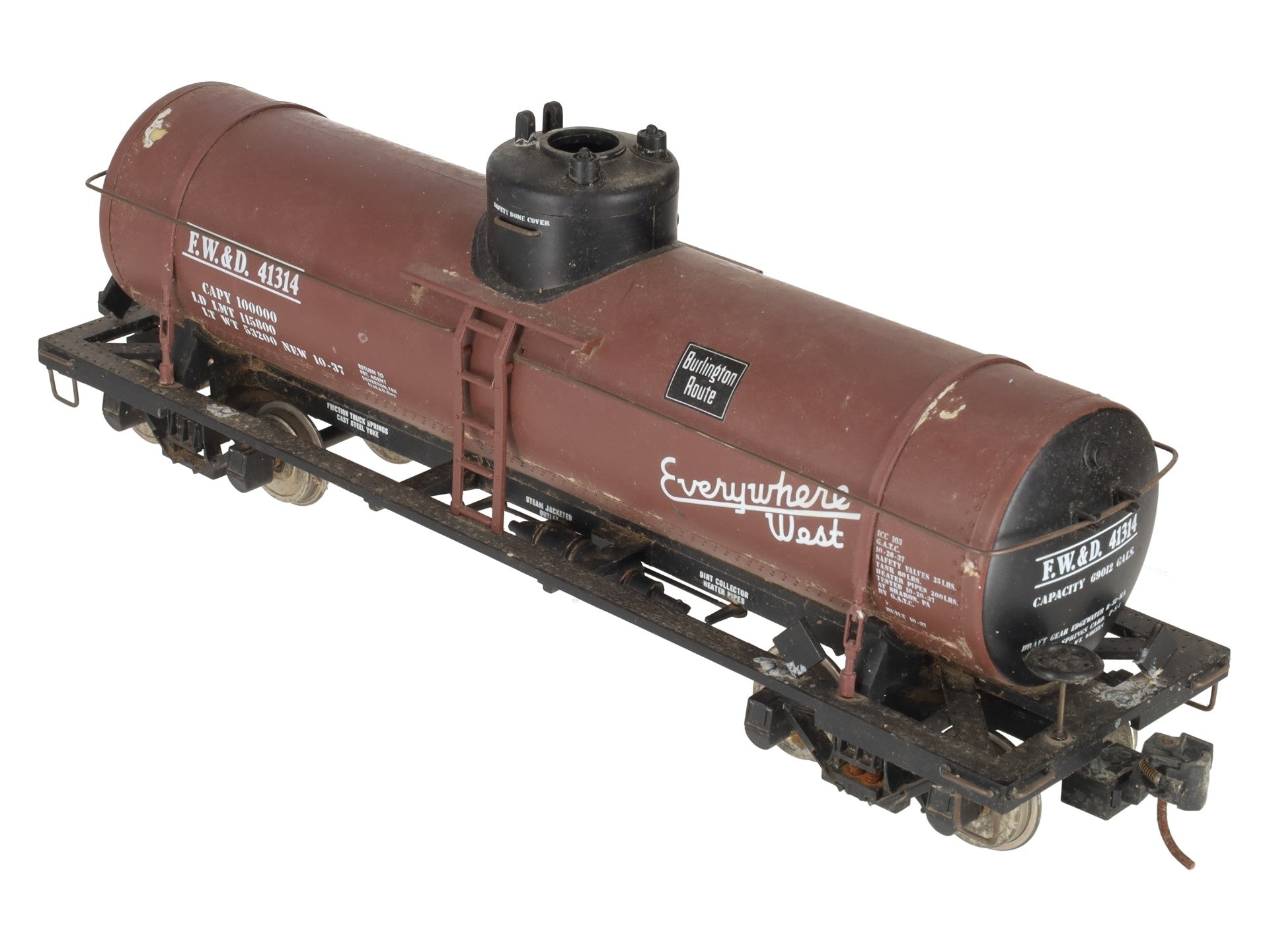 Aristo-Craft 41314 G Scale CBQ Single Dome Tank Car/Box