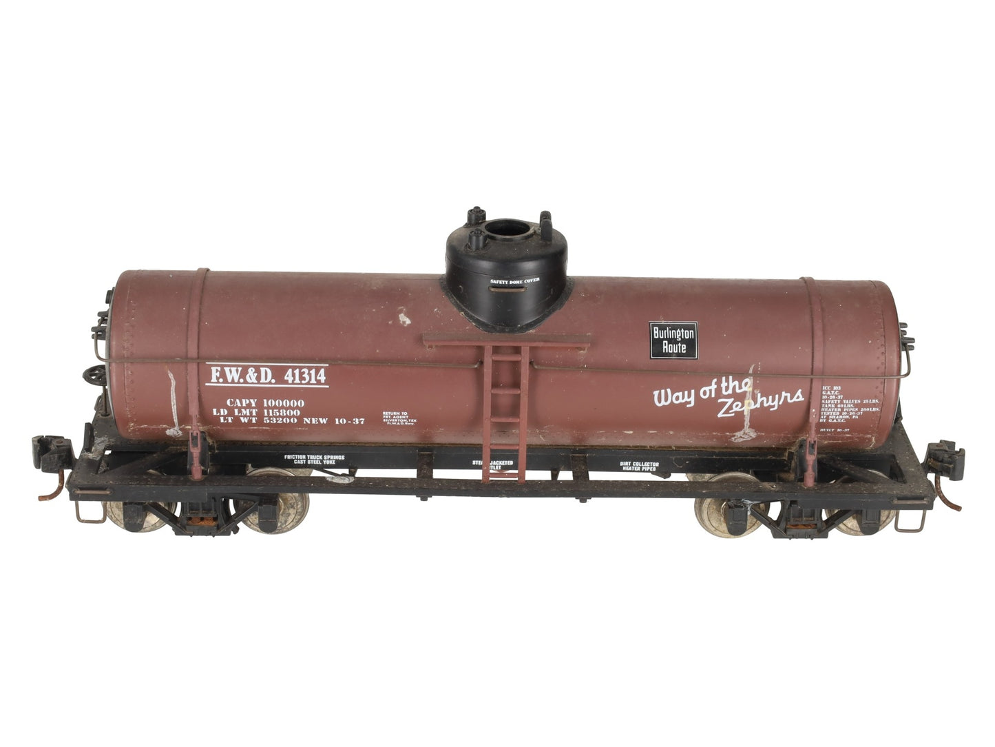 Aristo-Craft 41314 G Scale CBQ Single Dome Tank Car/Box