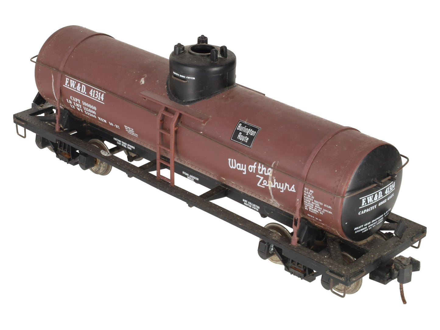 Aristo-Craft 41314 G Scale CBQ Single Dome Tank Car/Box