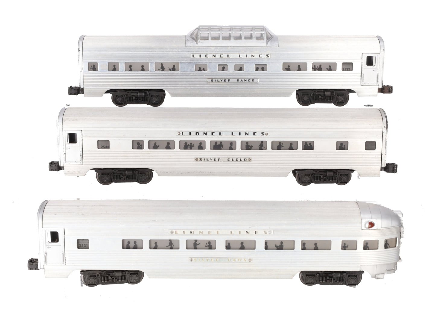Lionel Vintage O Lionel Lines Aluminum Passenger Cars: 2531, 2532, 2533 [3] VG
