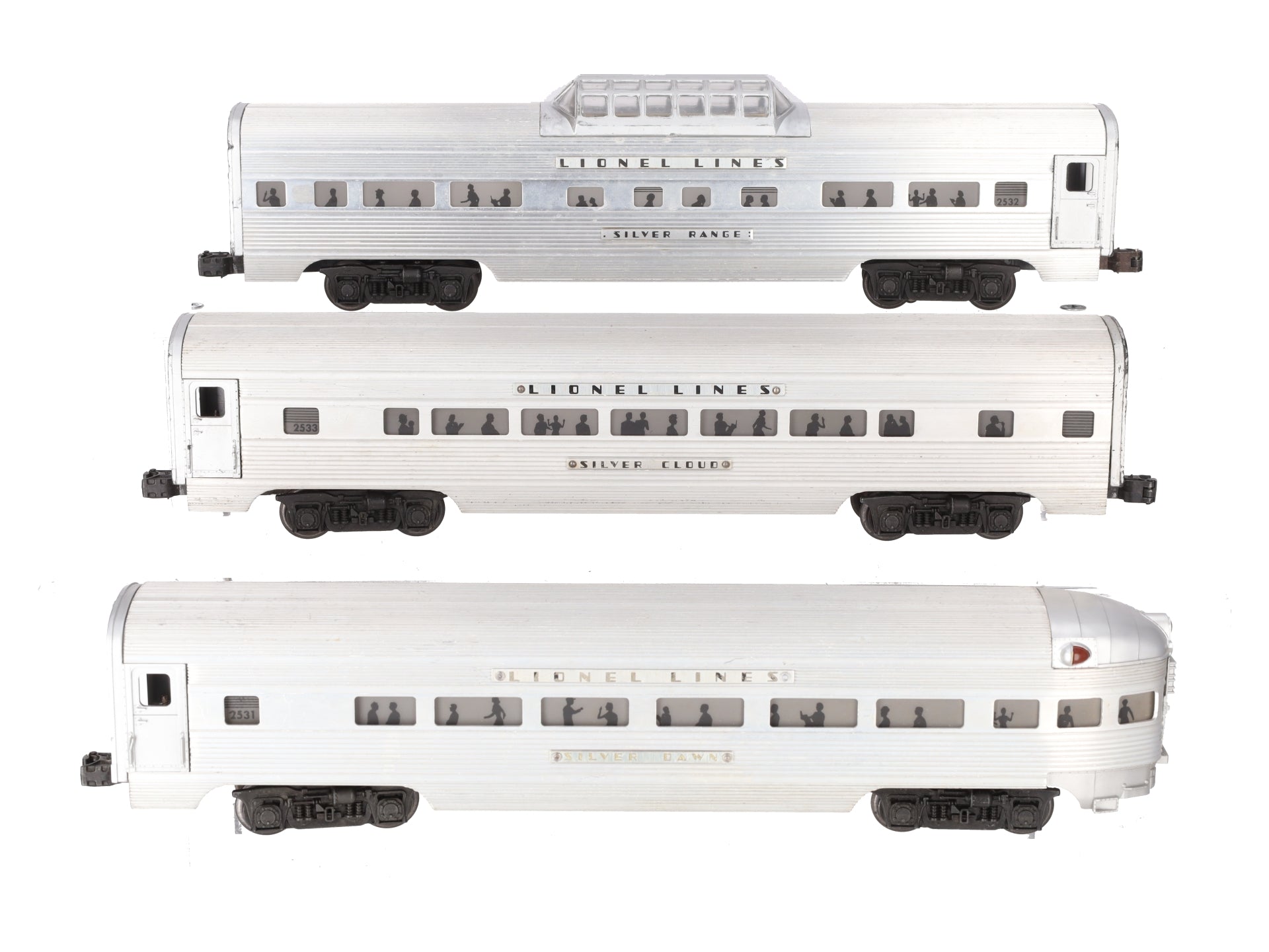 Lionel Vintage O Lionel Lines Aluminum Passenger Cars: 2531, 2532, 2533 [3] VG