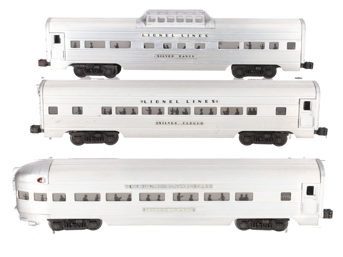 Lionel Vintage O Lionel Lines Aluminum Passenger Cars: 2531, 2532, 2533 [3] VG