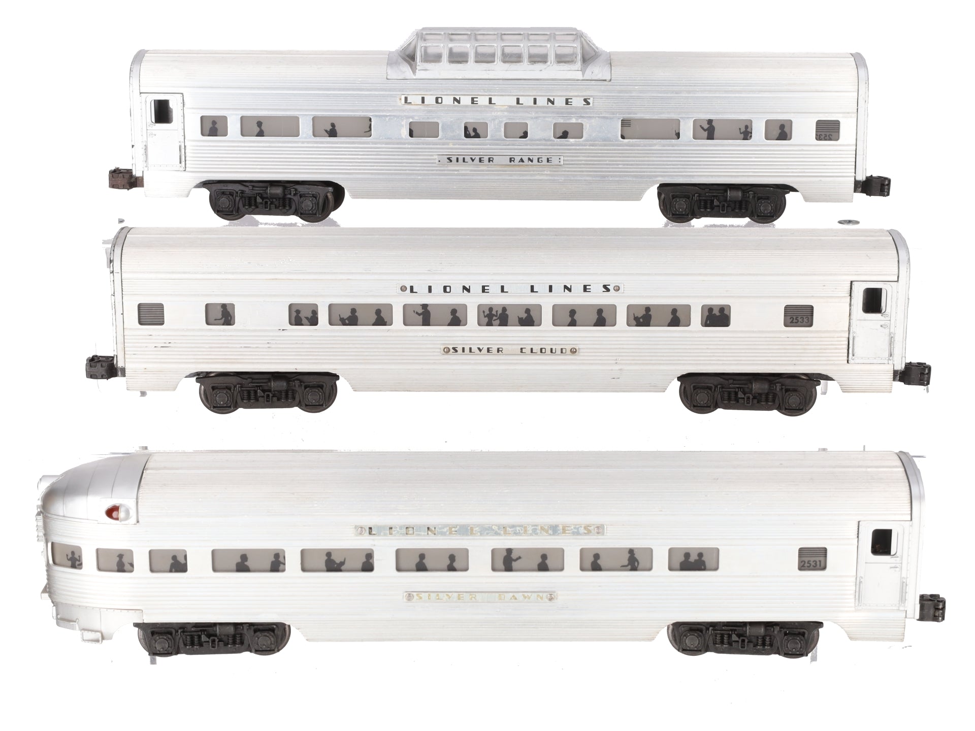 Lionel Vintage O Lionel Lines Aluminum Passenger Cars: 2531, 2532, 2533 [3] VG