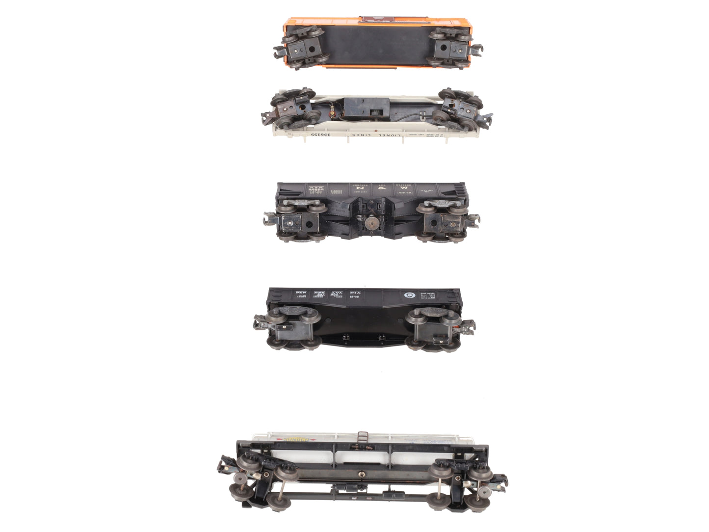 Lionel Vintage O Freight Cars: 6352, 3361-55, 3456, 6415, 2452 [5] VG