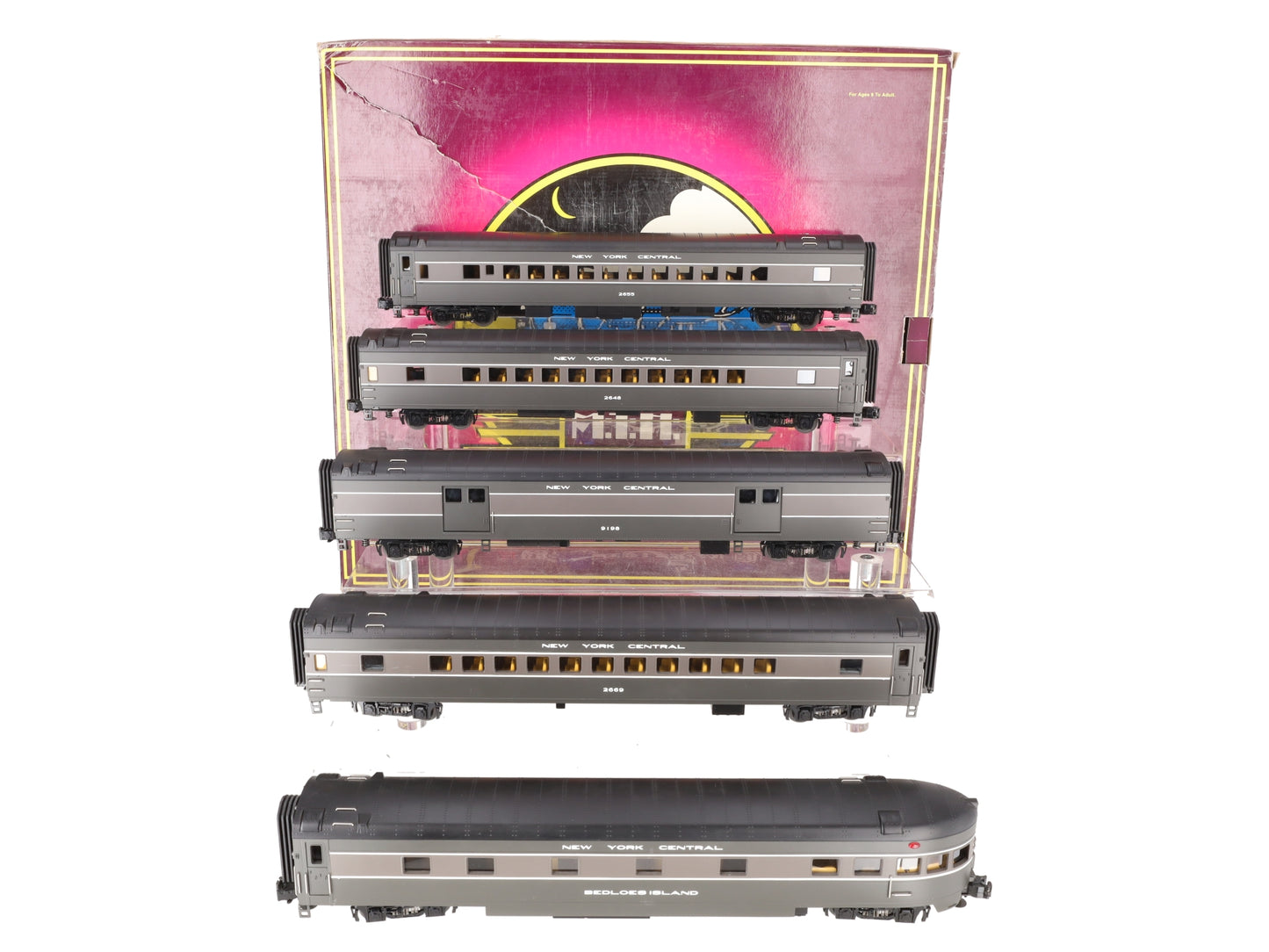 MTH 20-65044 O New York Central 70' Streamlined Passenger Car Set (Set of 5) EX/Box