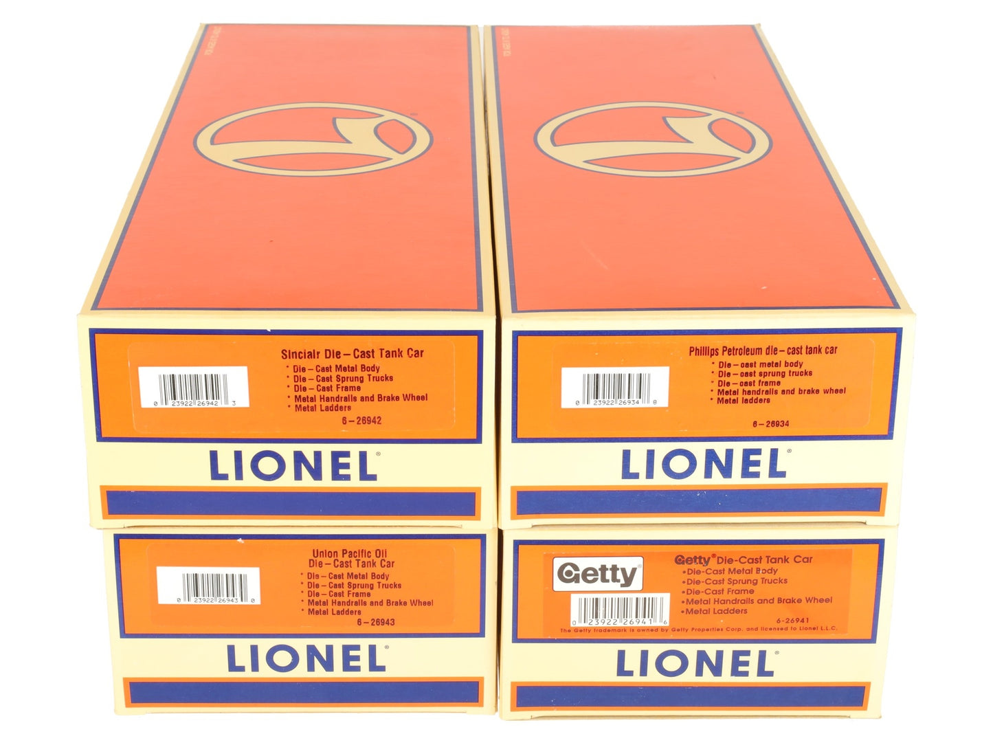 Lionel 6-26936 O Gauge Die-Cast Tank Cars (Set of 4) EX/Box