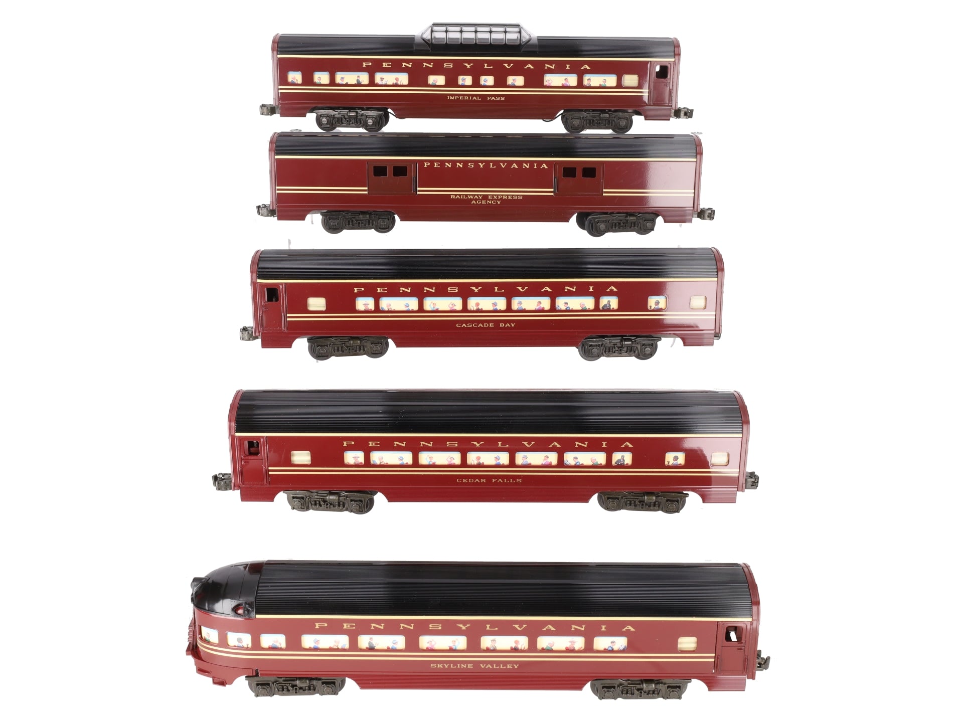 Williams 2802 O Gauge PRR Smooth Side Aluminum 5-Car Passenger Set EX/Box