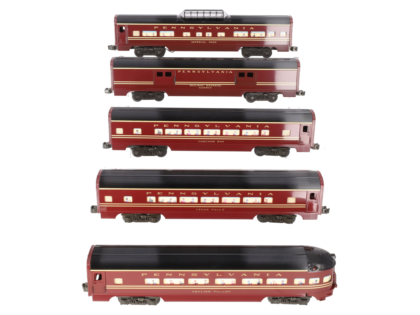Williams 2802 O Gauge PRR Smooth Side Aluminum 5-Car Passenger Set EX/Box