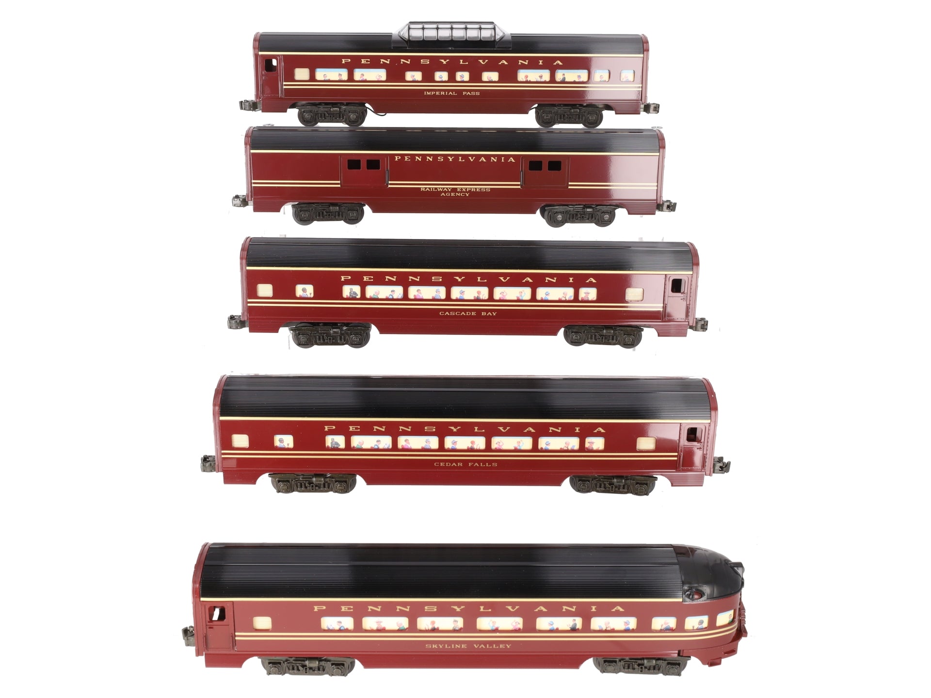 Williams 2802 O Gauge PRR Smooth Side Aluminum 5-Car Passenger Set EX/Box
