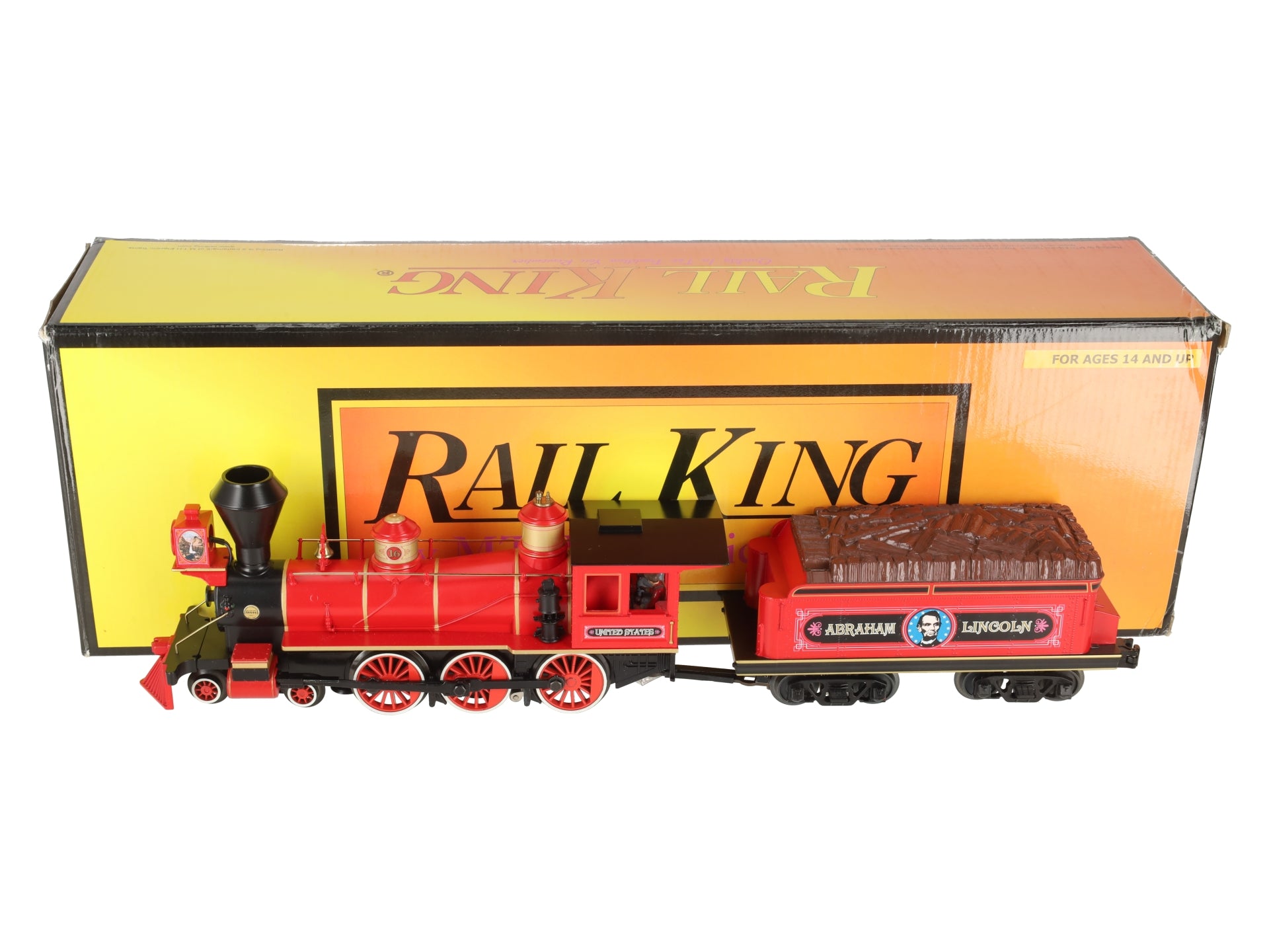 MTH 30-1591-1 O Abraham Lincoln 4-6-0 Ten Wheeler Steam Loco & Tender #16 w/PS3 EX/Box