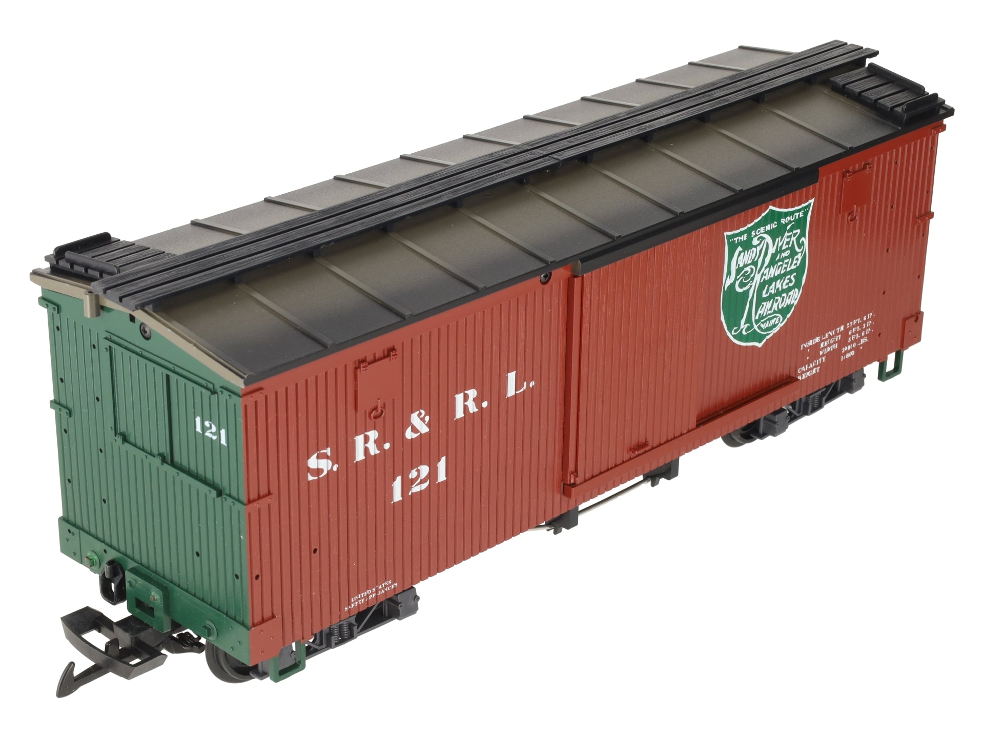 LGB 48670 G Scale Sandy River & Rangeley Lakes Boxcar #121 EX/Box