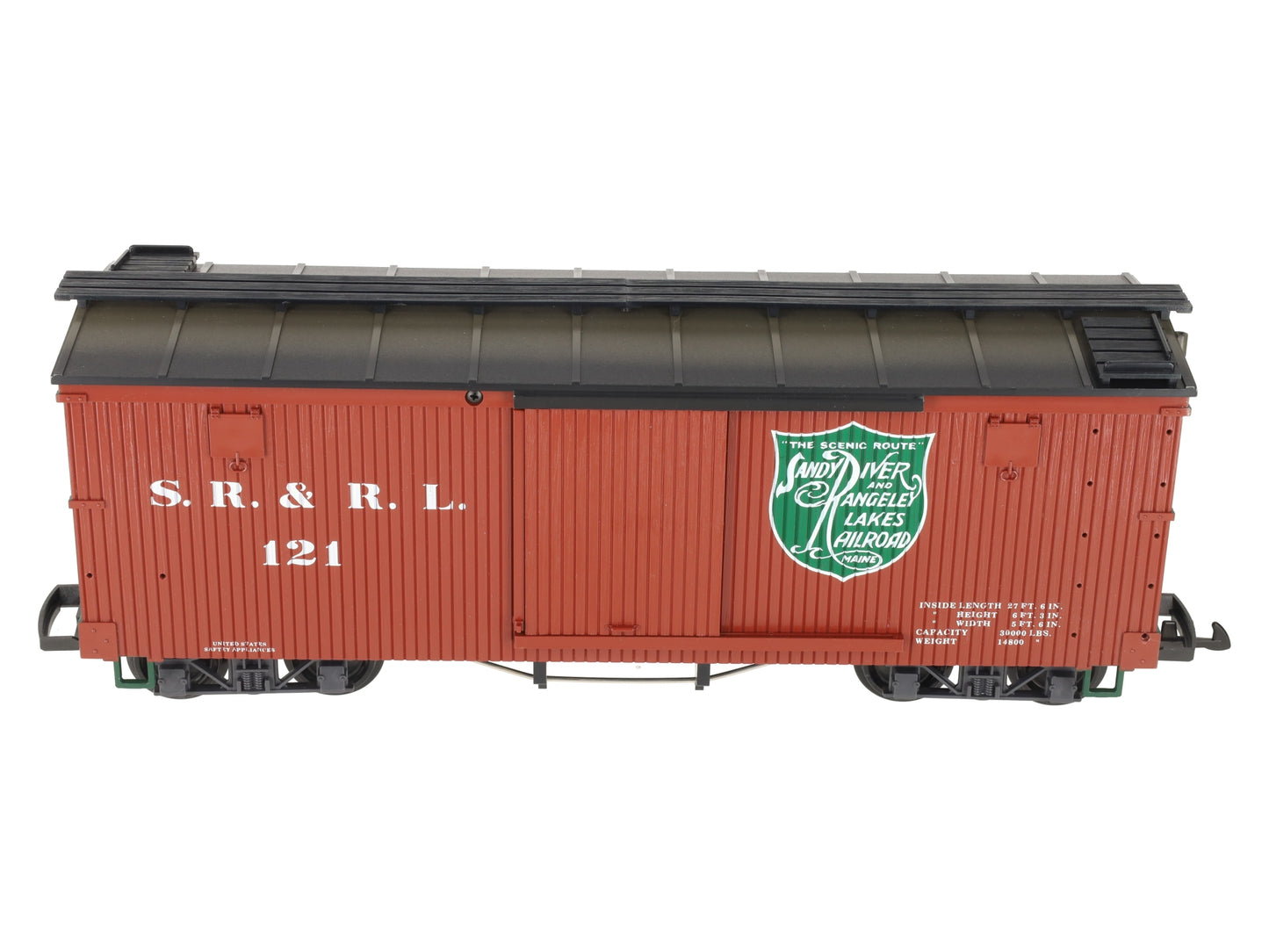 LGB 48670 G Scale Sandy River & Rangeley Lakes Boxcar #121 EX/Box