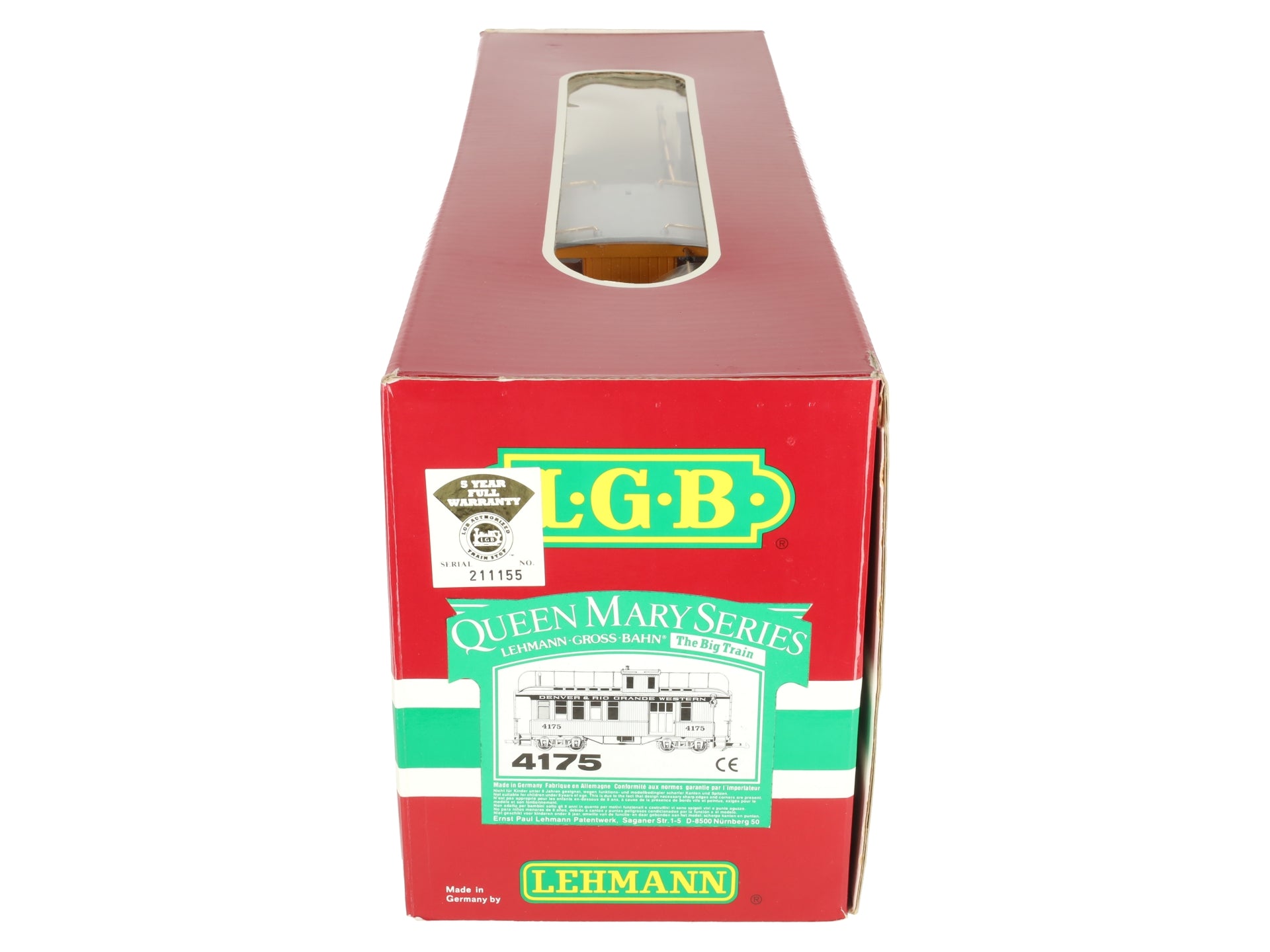 LGB 4175 G Scale Rio Grande Combine/Caboose - Metal Wheels-Custom Lighting EX/Box