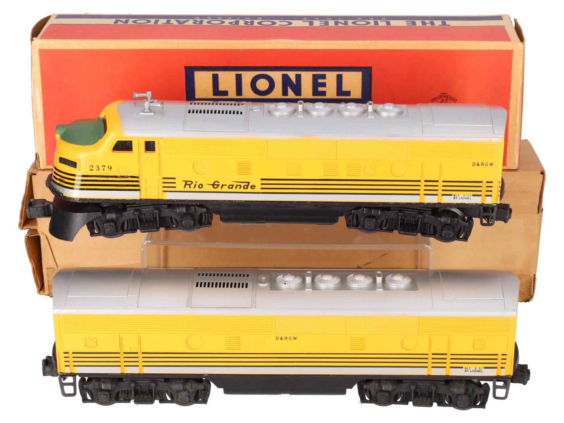 Lionel 2379 Vintage O Rio Grande F3 AB Diesel Locomotive Set VG/Box