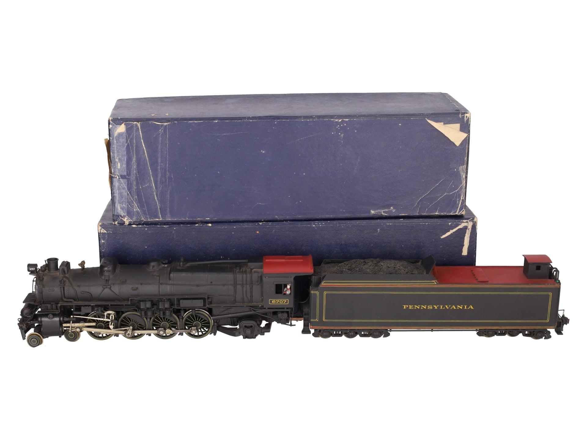 Max Gray O Scale 2-Rail Brass Pennsy M-1-a Steam Locomotive & Tender -Painted EX/Box