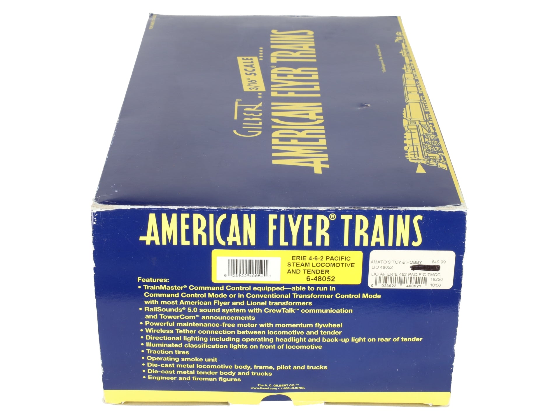 American Flyer 6-48052 S Scale Erie 4-6-2 Pacific Steam Locomotive & Tender EX/Box