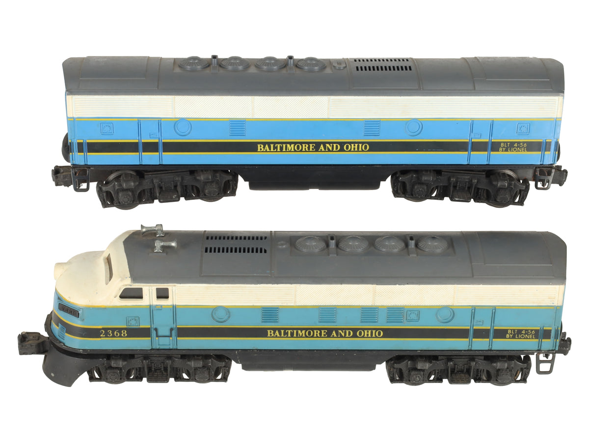 Lionel 2368 Vintage O Baltimore & Ohio F3 AB Diesel Locomotives VG