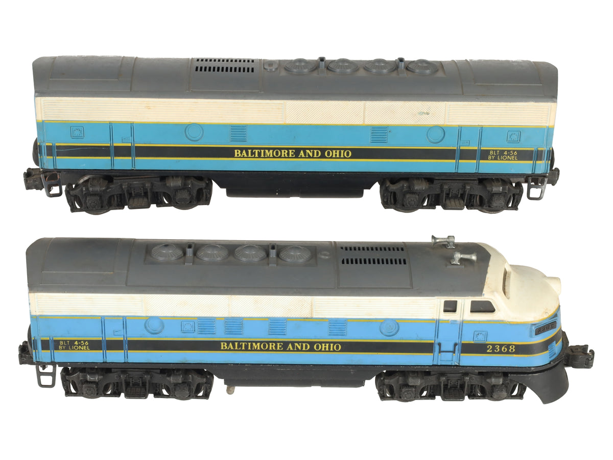 Lionel 2368 Vintage O Baltimore & Ohio F3 AB Diesel Locomotives VG