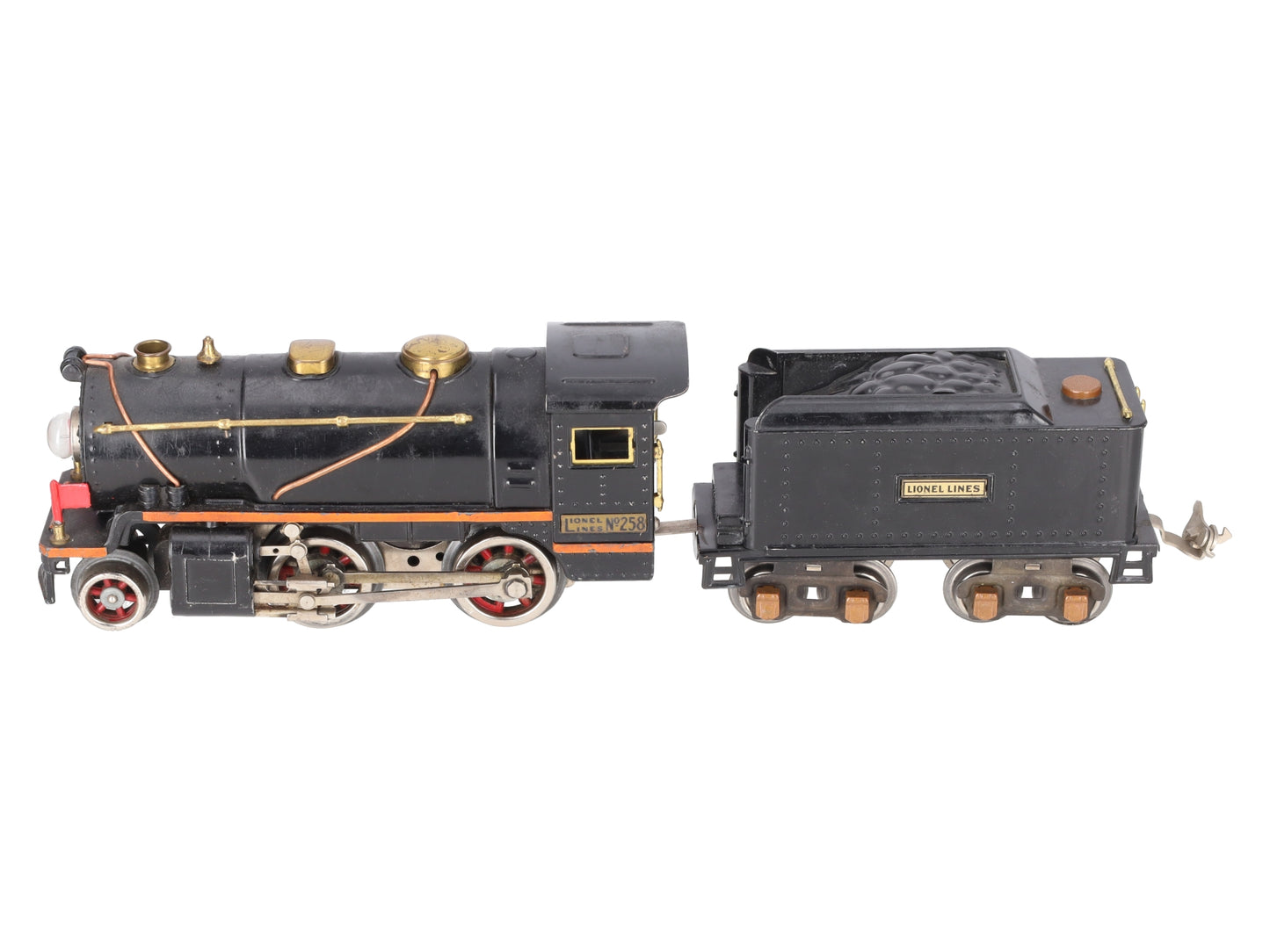 Lionel 258 Vintage O Prewar Tinplate 2-4-0 Steam Locomotive and Tender VG