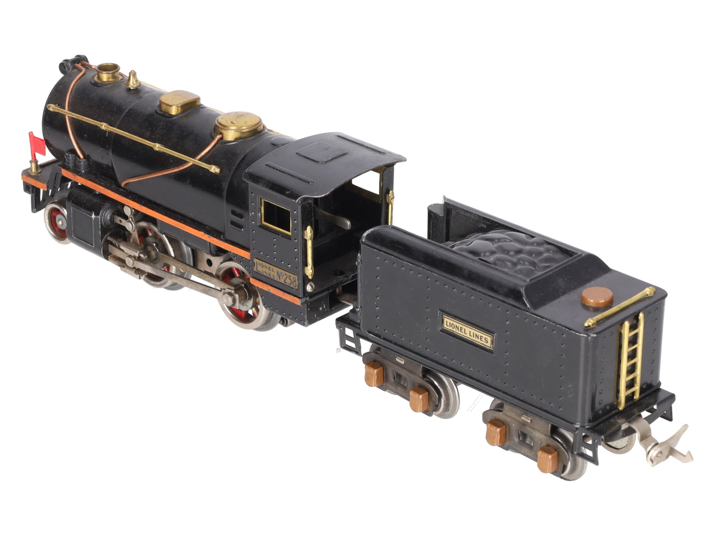Lionel 258 Vintage O Prewar Tinplate 2-4-0 Steam Locomotive and Tender VG