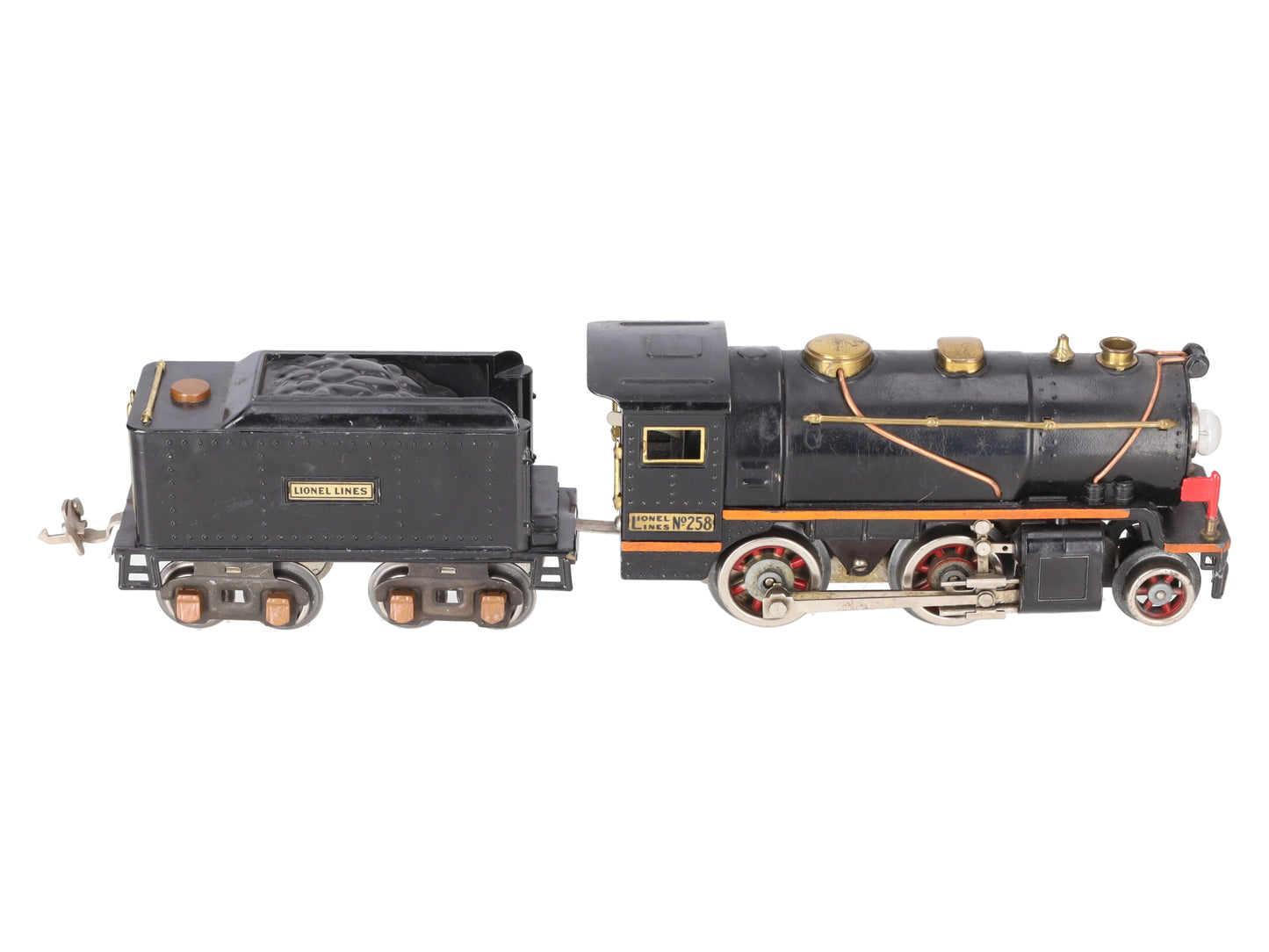 Lionel 258 Vintage O Prewar Tinplate 2-4-0 Steam Locomotive and Tender VG