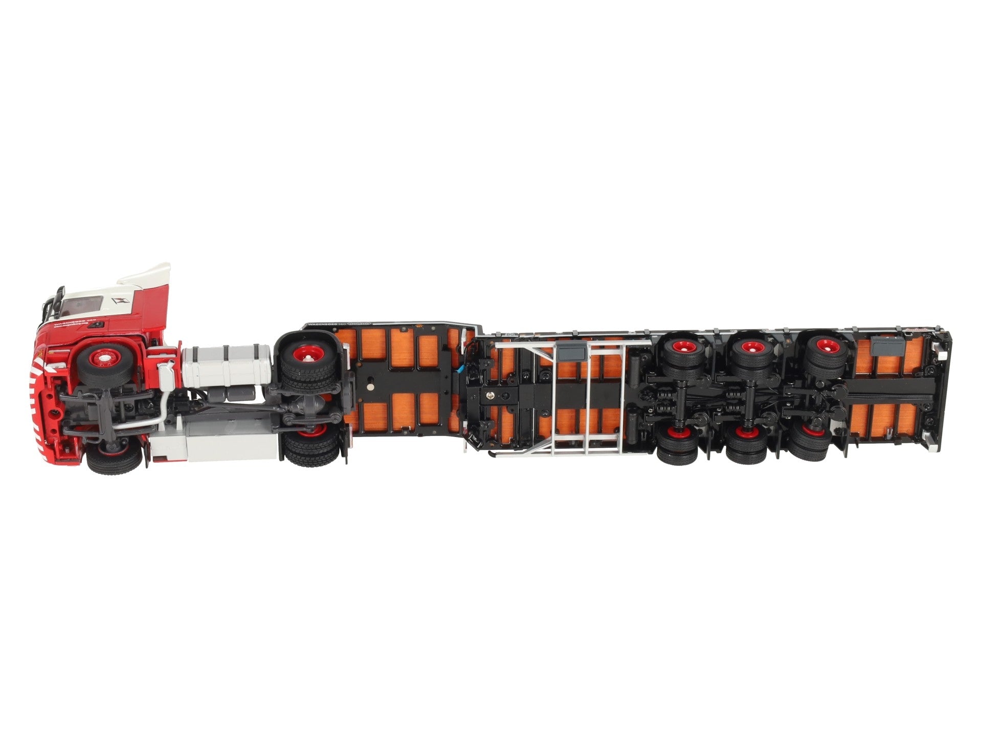 WSI 01-1145 1:50 Scale Wagenborg R Highline 4x2 Tractor, Semi-Low Loader w/ Pipe LN/Box
