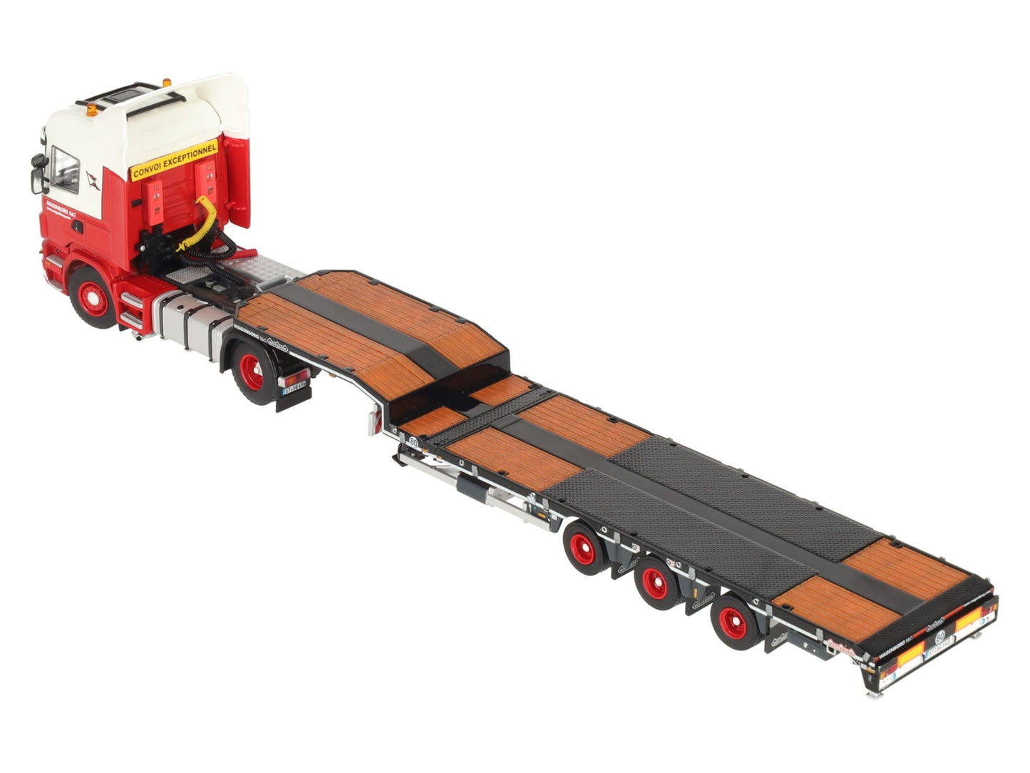 WSI 01-1145 1:50 Scale Wagenborg R Highline 4x2 Tractor, Semi-Low Loader w/ Pipe LN/Box