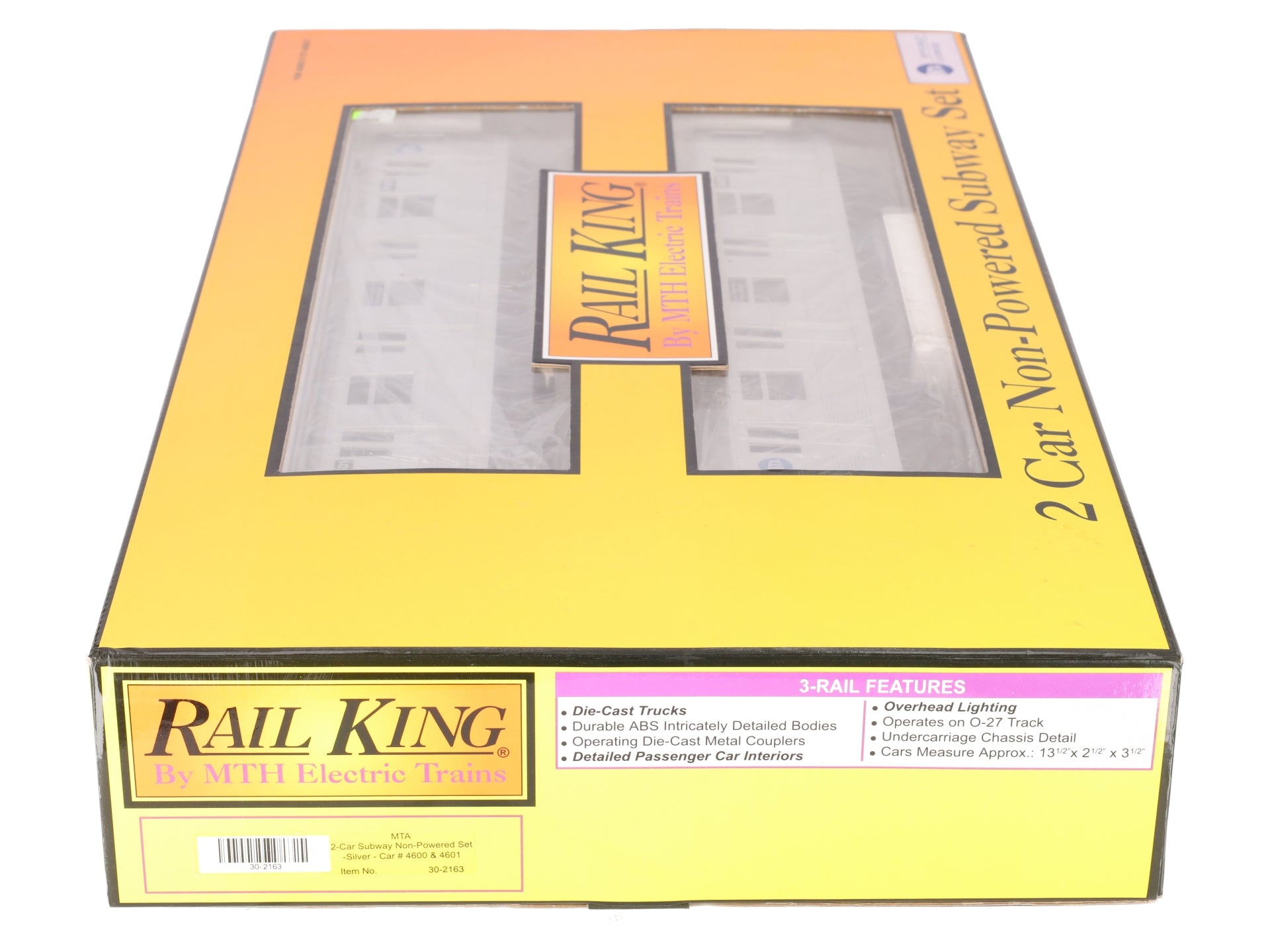MTH 30-2163 O MTA R-42 Subway Add-On Non Powered Set (Set of 2) EX/Box